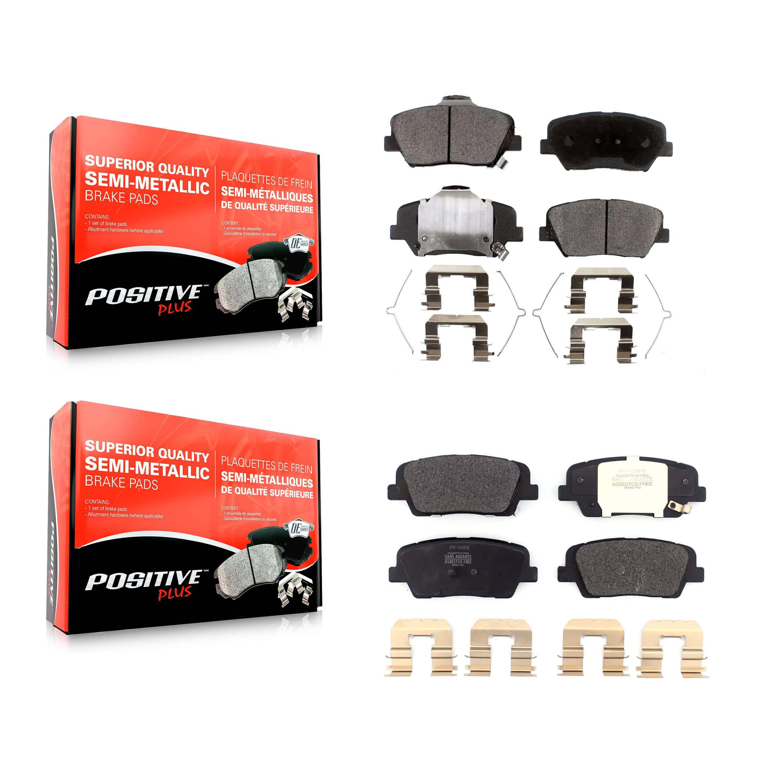 Positive Plus - KPF-100485 - Front and Rear Disc Brake Pad Kits