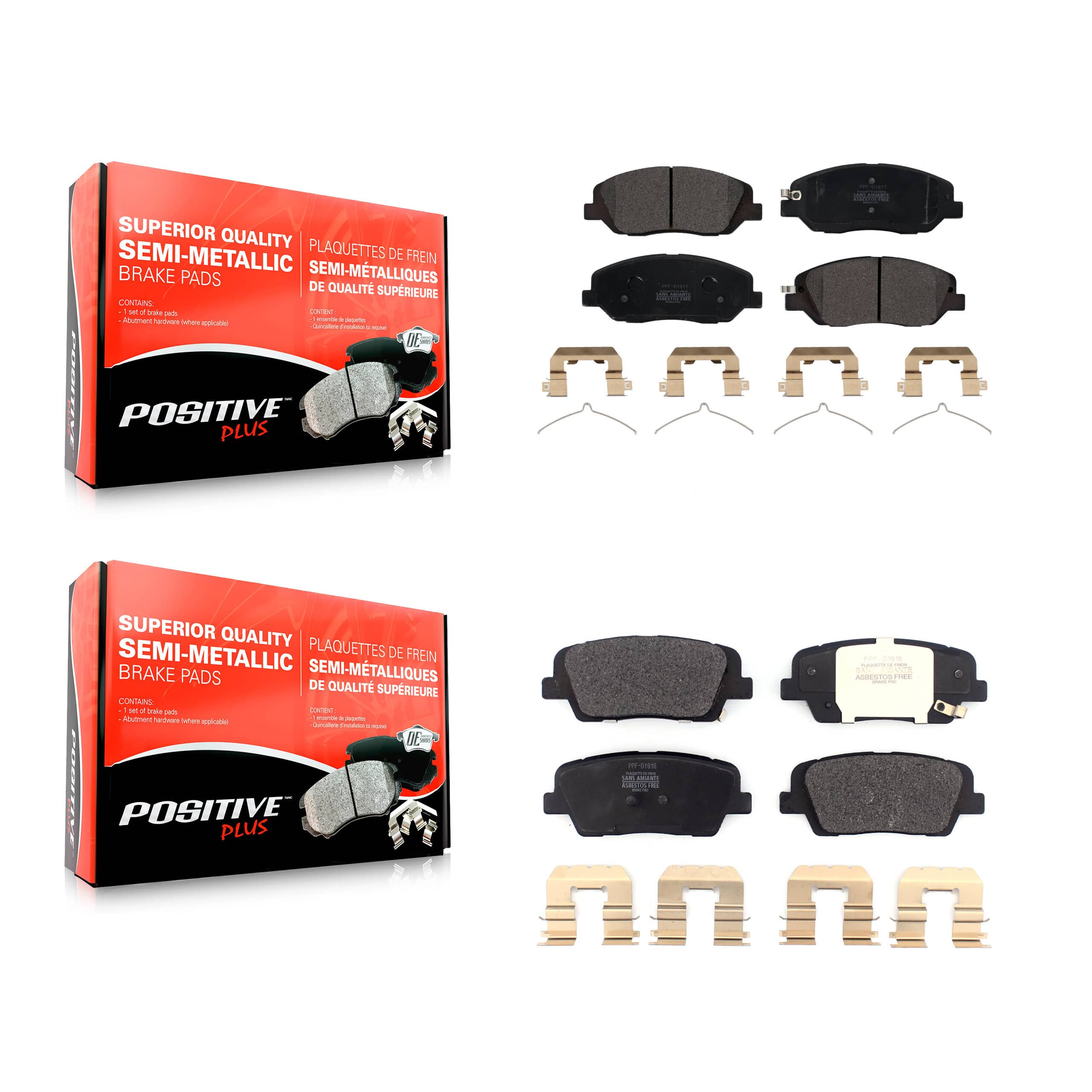 Positive Plus - KPF-100495 - Front and Rear Disc Brake Pad Kits