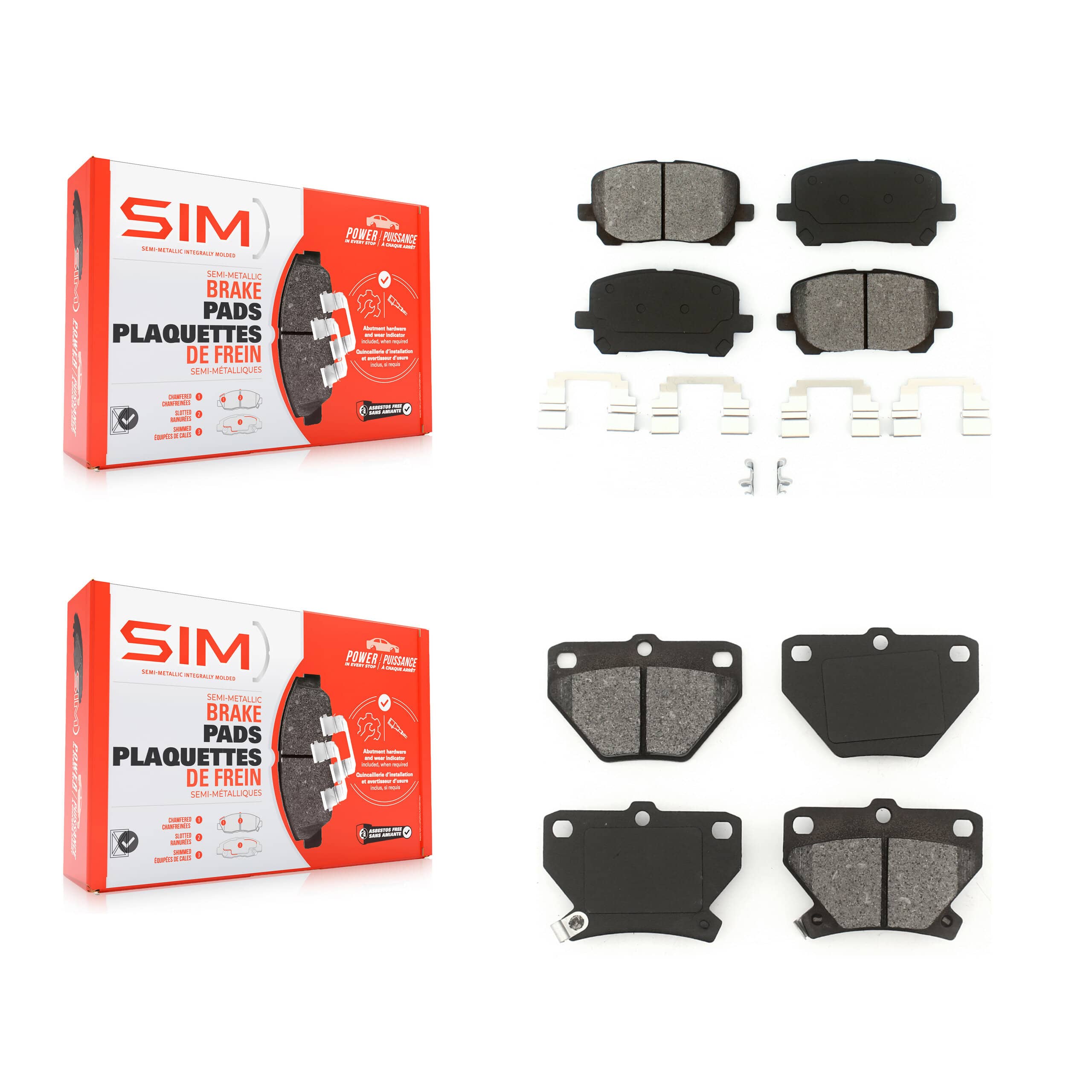 SIM - KSM-100419 - Front and Rear Disc Brake Pad Kits