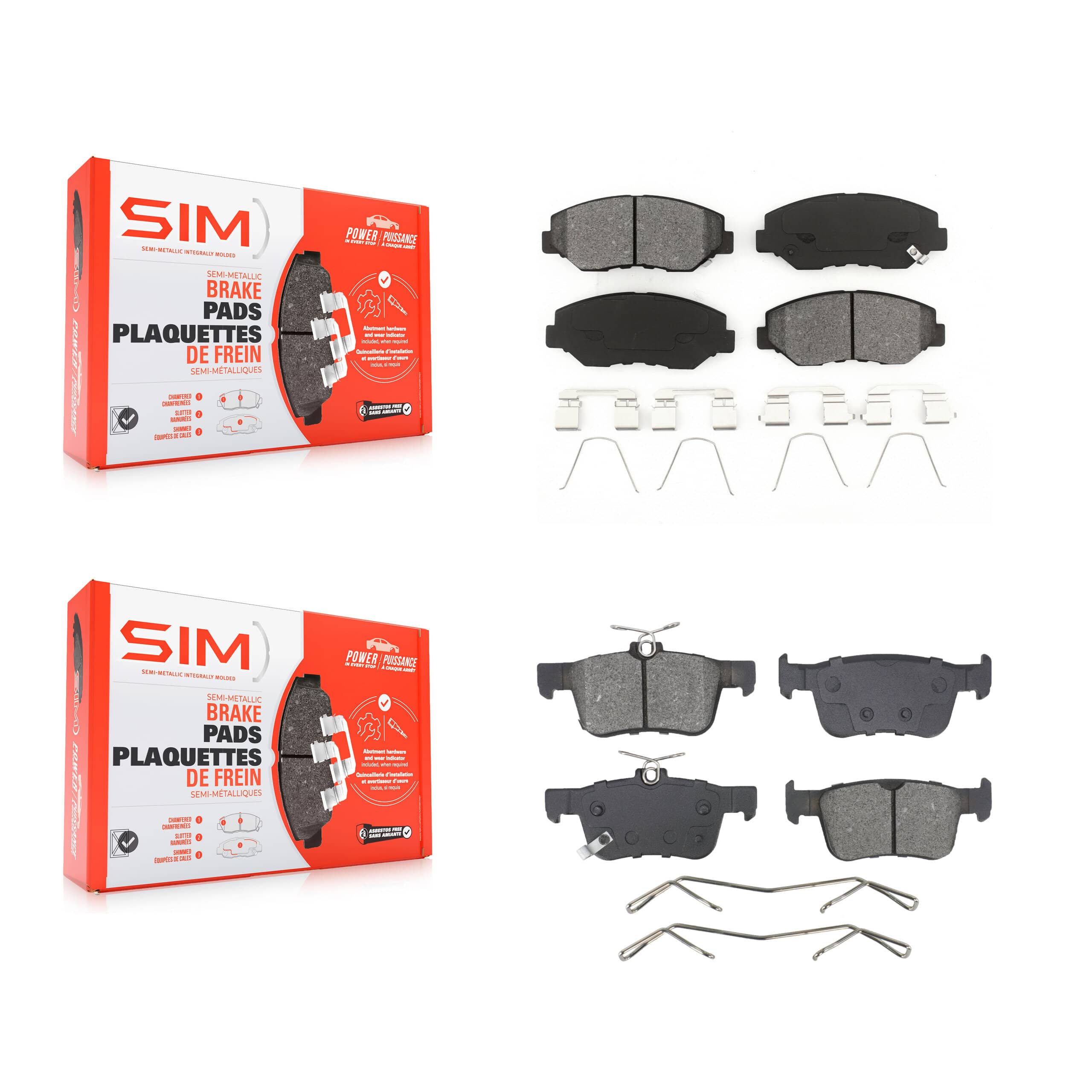 SIM - KSM-100638 - Front and Rear Disc Brake Pad Kits