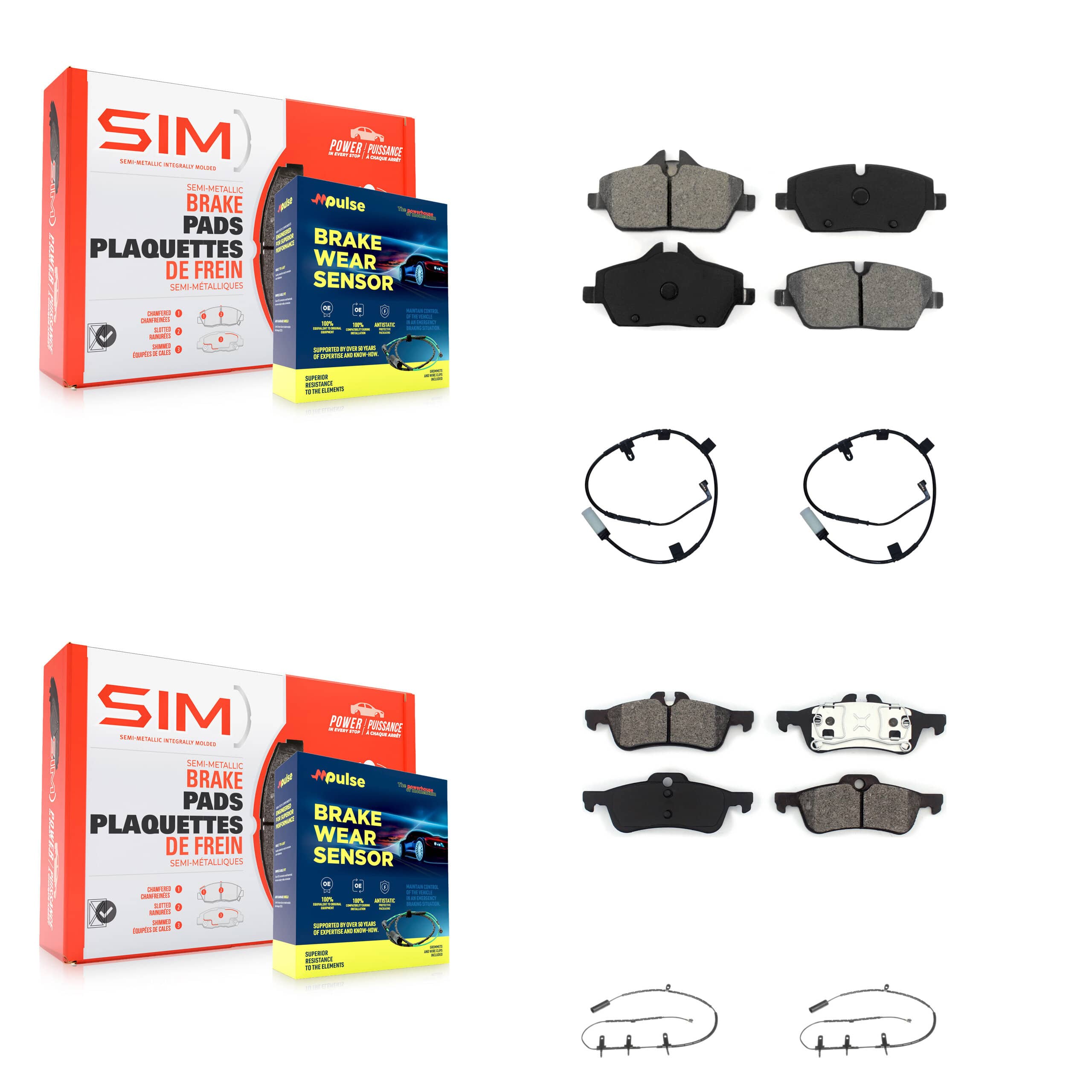 SIM - KSW-100872 - Front and Rear Disc Brake Pad Kits