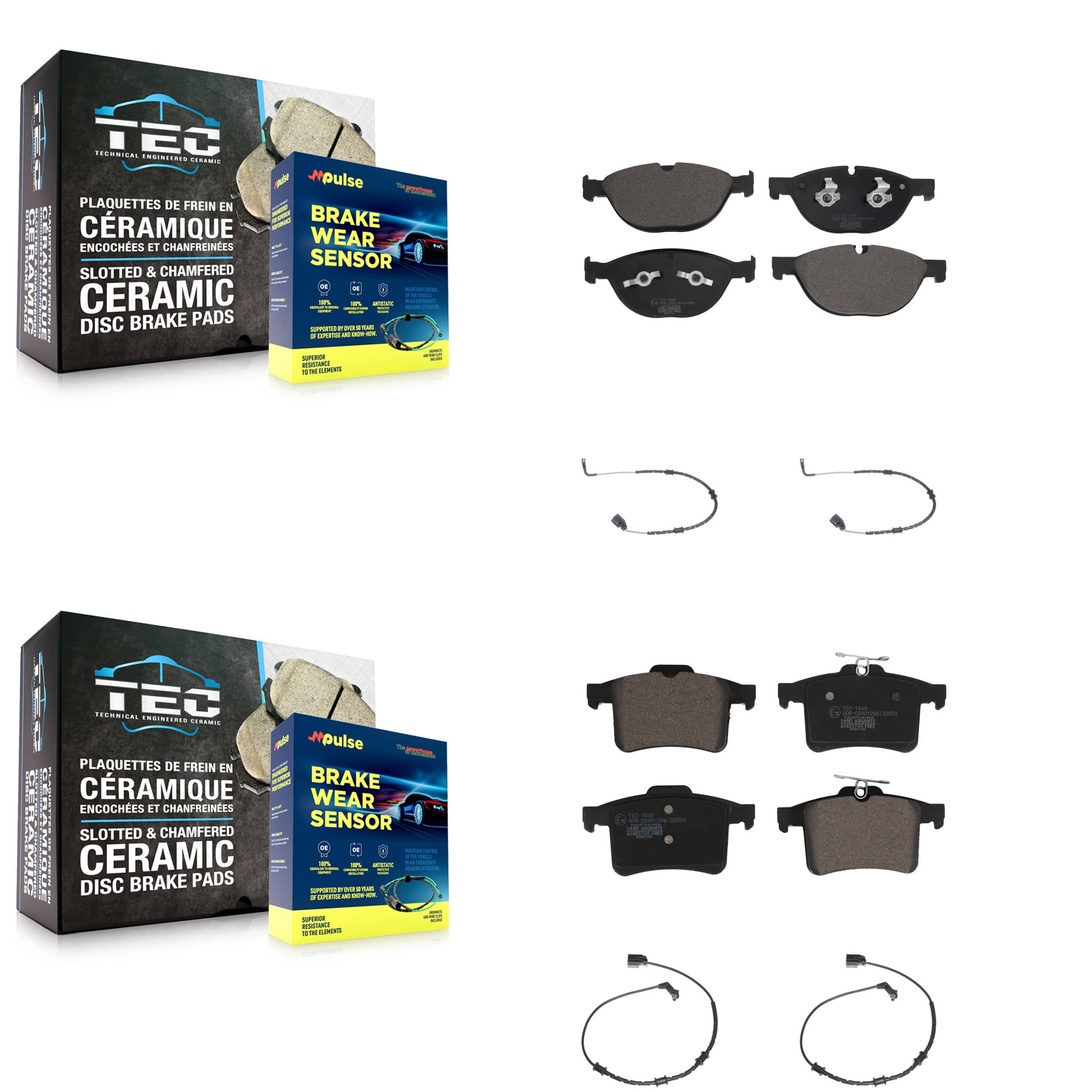 TEC - KTW-100494 - Front and Rear Disc Brake Pad Kits