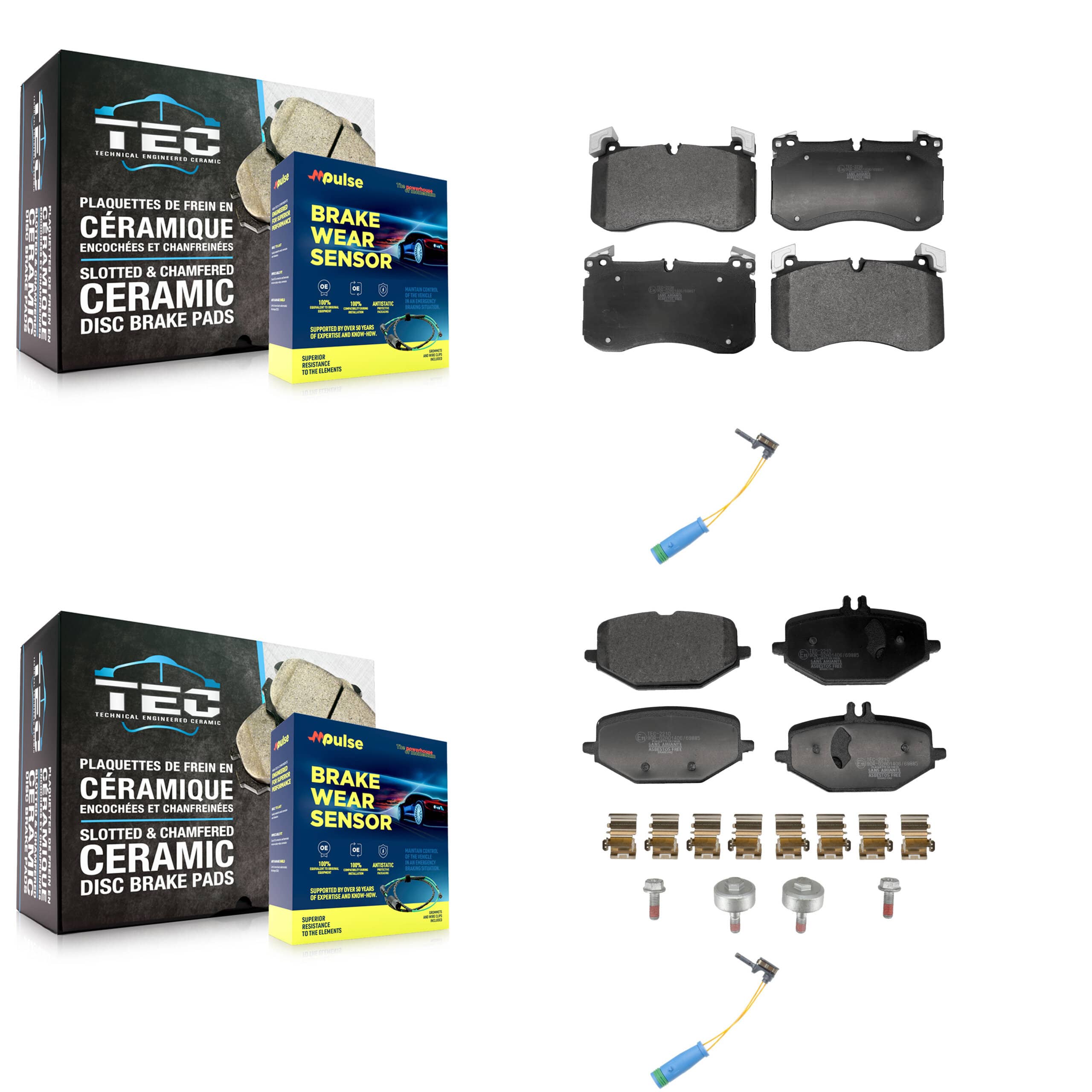 TEC - KTW-101662 - Front and Rear Disc Brake Pad Kits