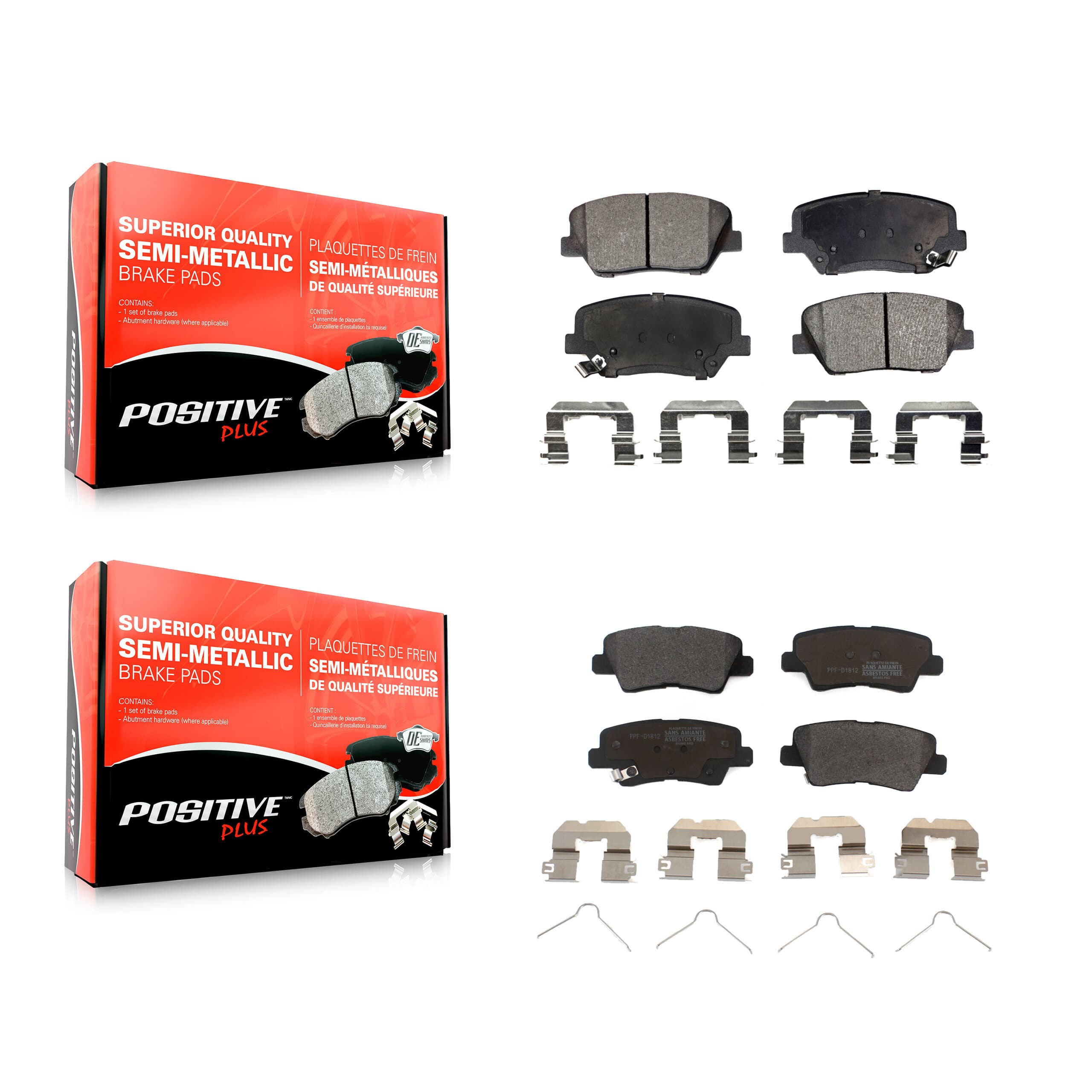 Positive Plus - KPF-100186 - Front and Rear Disc Brake Pad Kits image 1