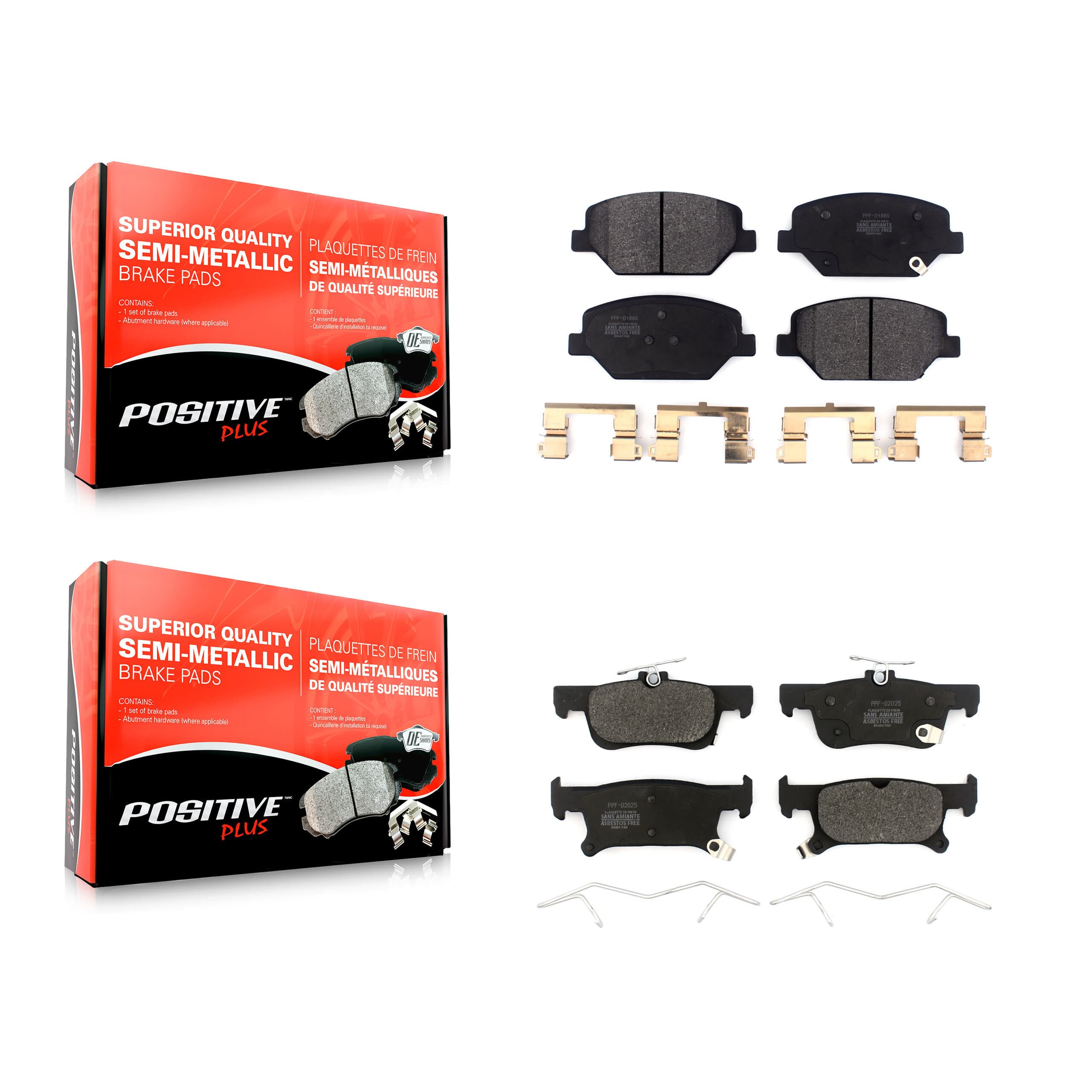 Positive Plus - KPF-100493 - Front and Rear Disc Brake Pad Kits image 1