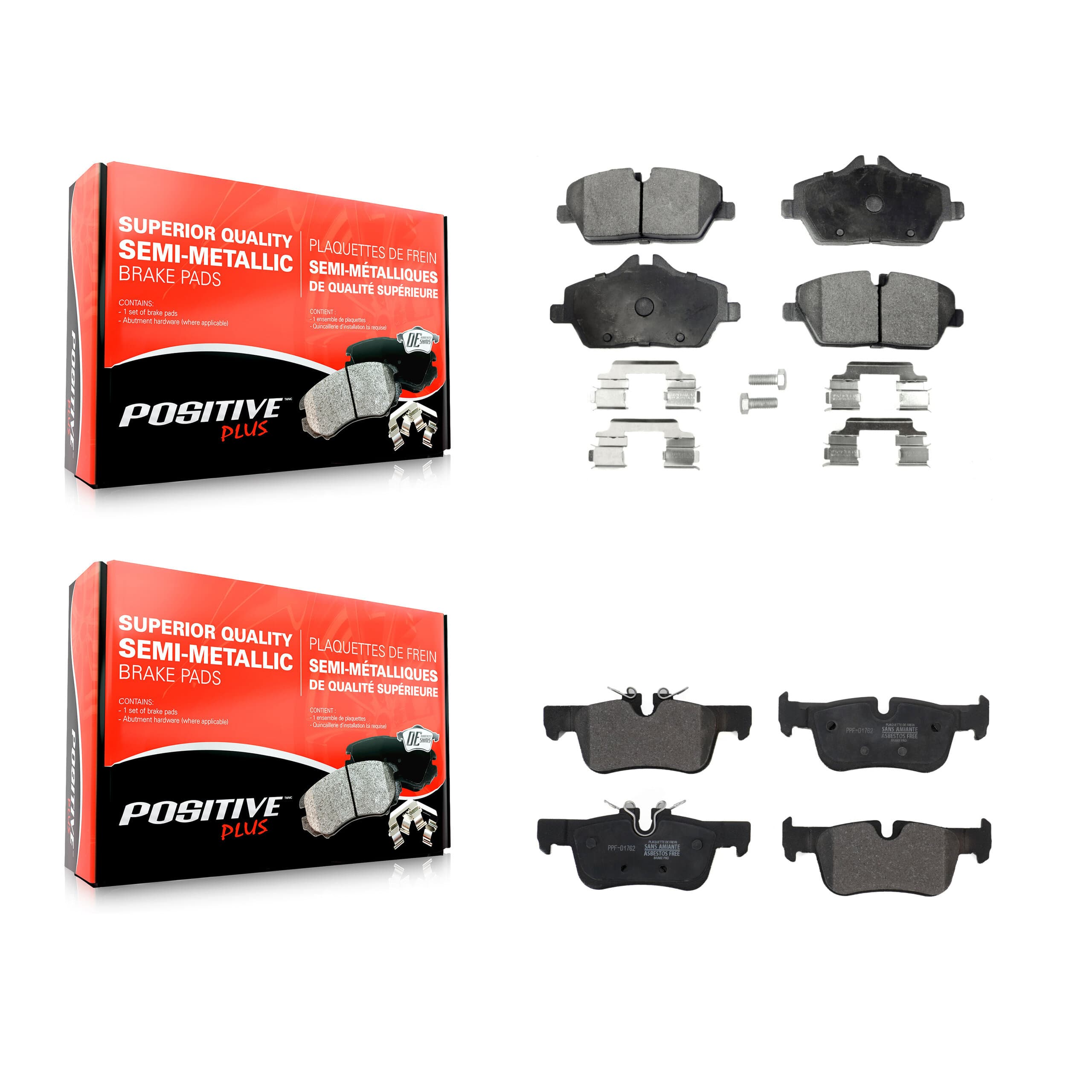 Positive Plus - KPF-100598 - Front and Rear Disc Brake Pad Kits image 1