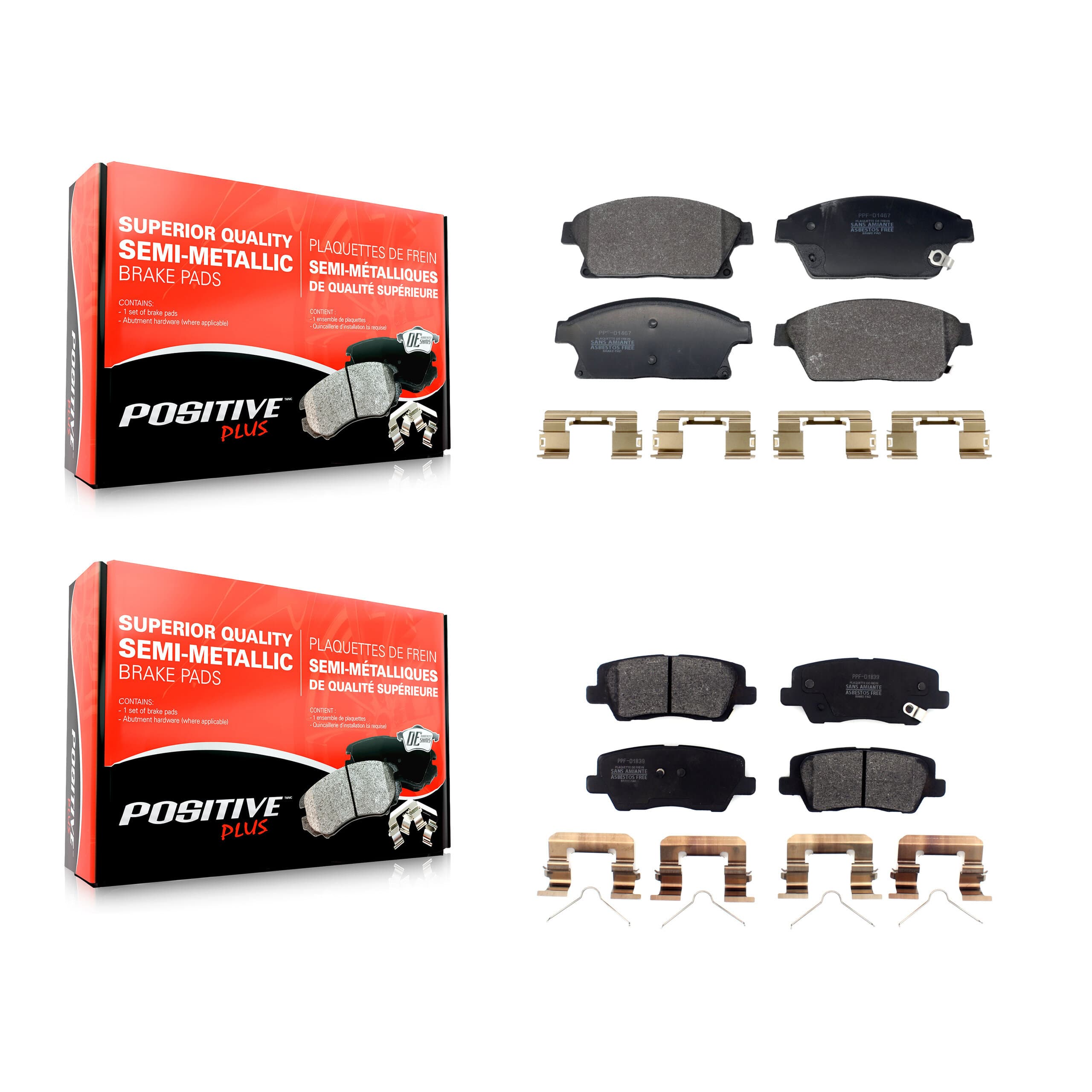 Positive Plus - KPF-100716 - Front and Rear Disc Brake Pad Kits image 1