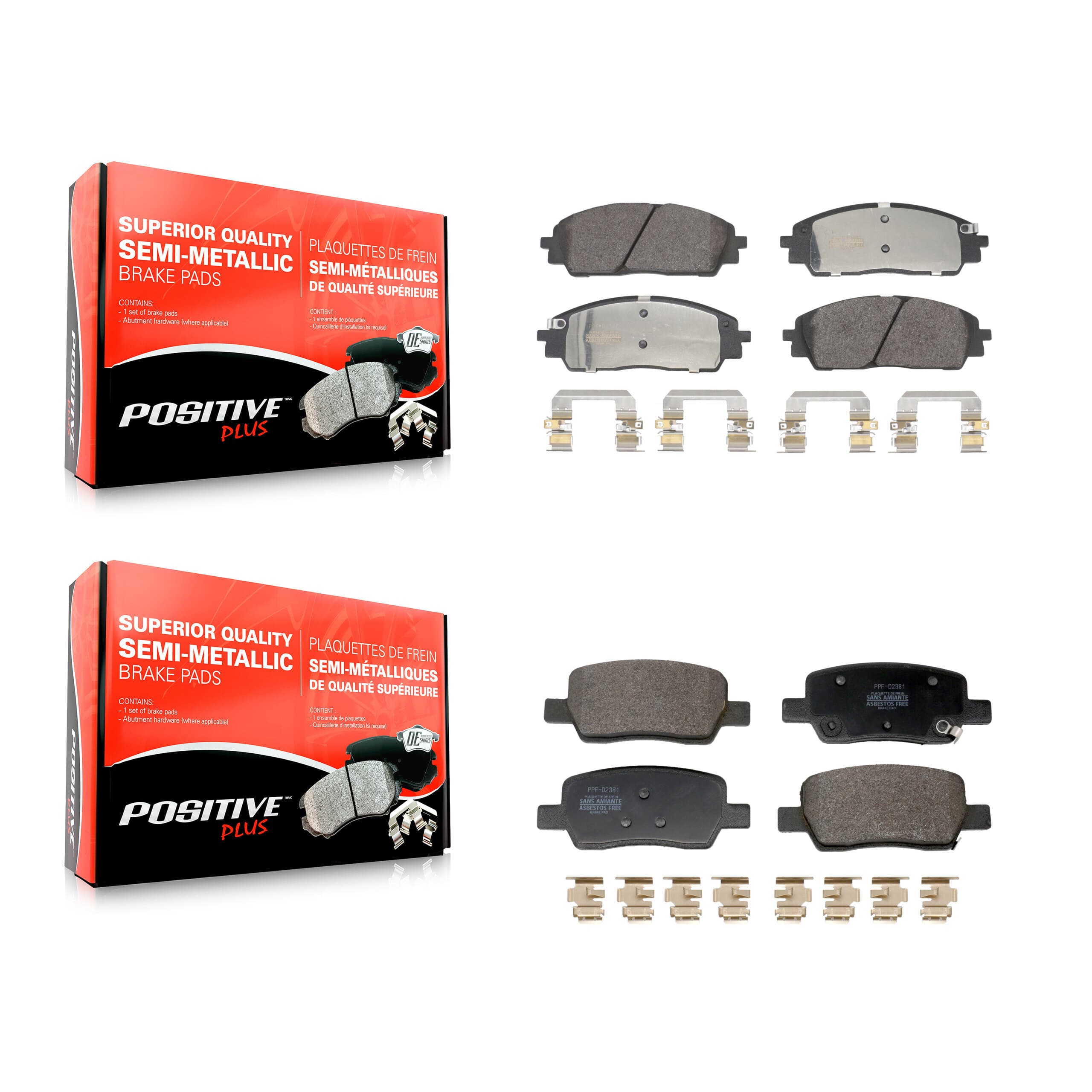 Positive Plus - KPF-100748 - Front and Rear Disc Brake Pad Kits image 1