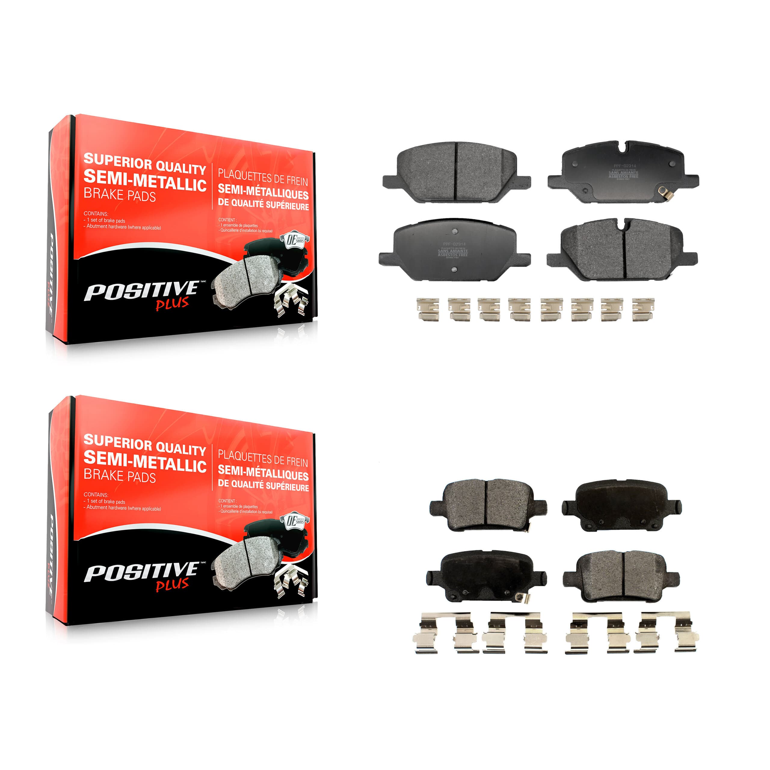 Positive Plus - KPF-100827 - Front and Rear Disc Brake Pad Kits image 1