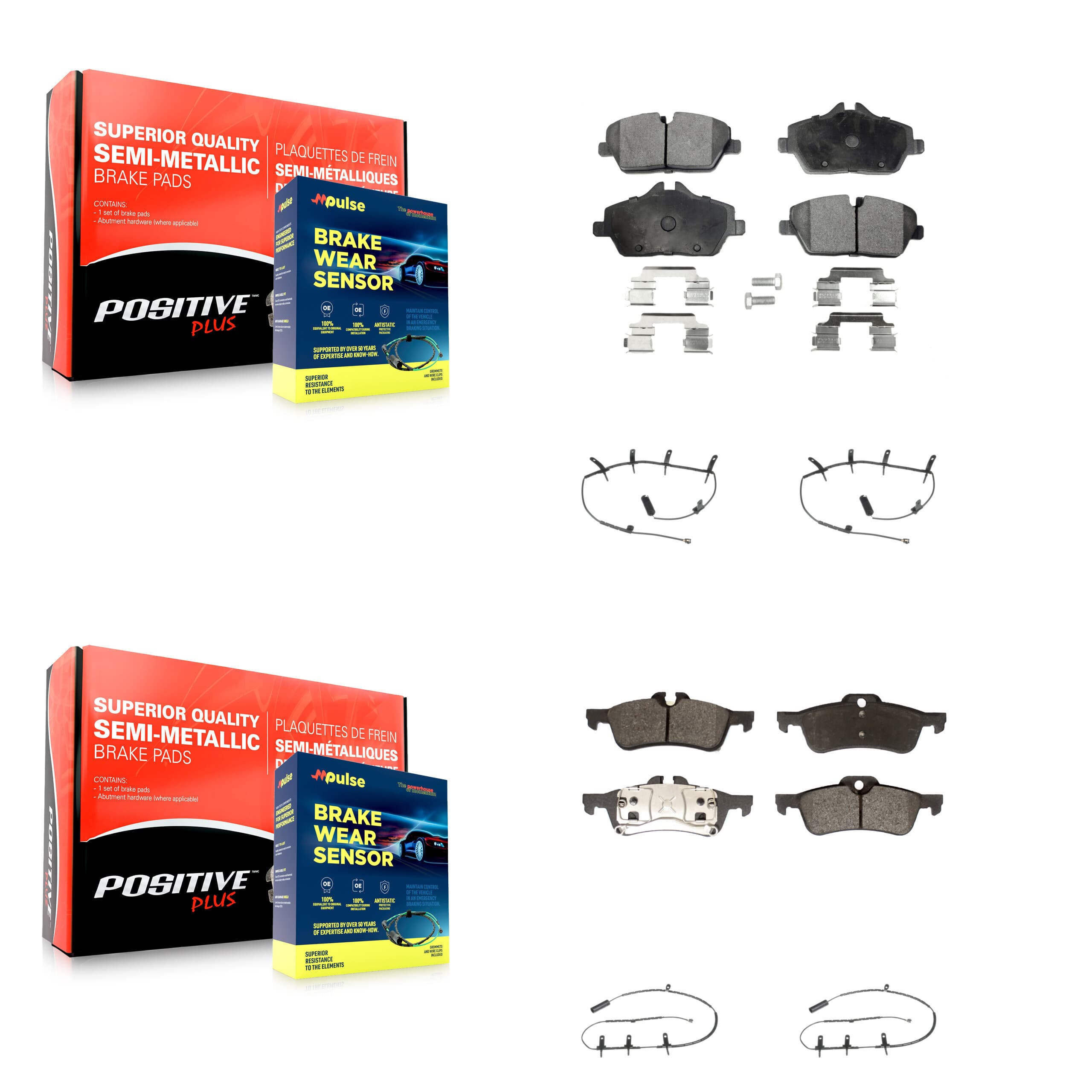 Positive Plus - KPW-100224 - Front and Rear Disc Brake Pad Kits image 1