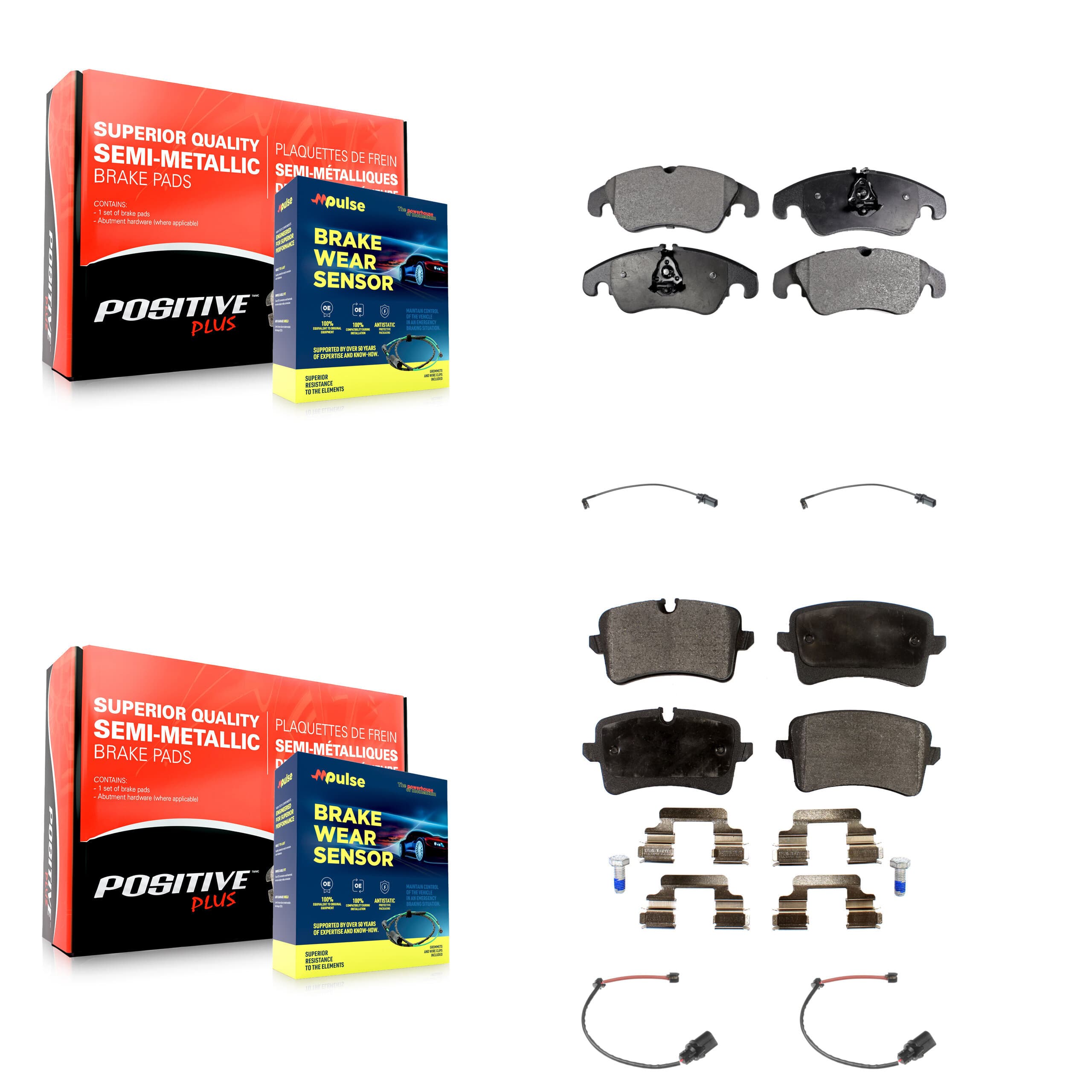Positive Plus - KPW-100228 - Front and Rear Disc Brake Pad Kits image 1