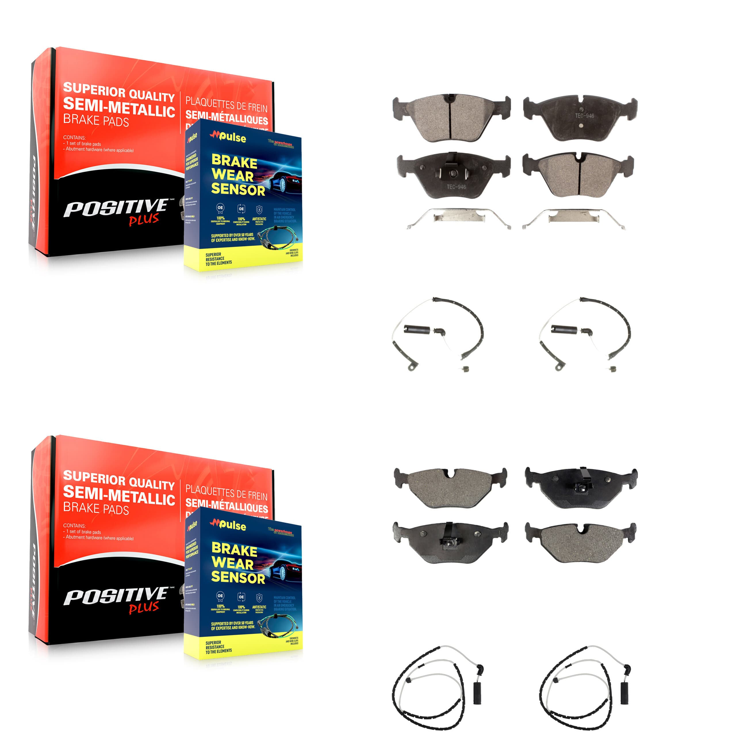 Positive Plus - KPW-100242 - Front and Rear Disc Brake Pad Kits image 1