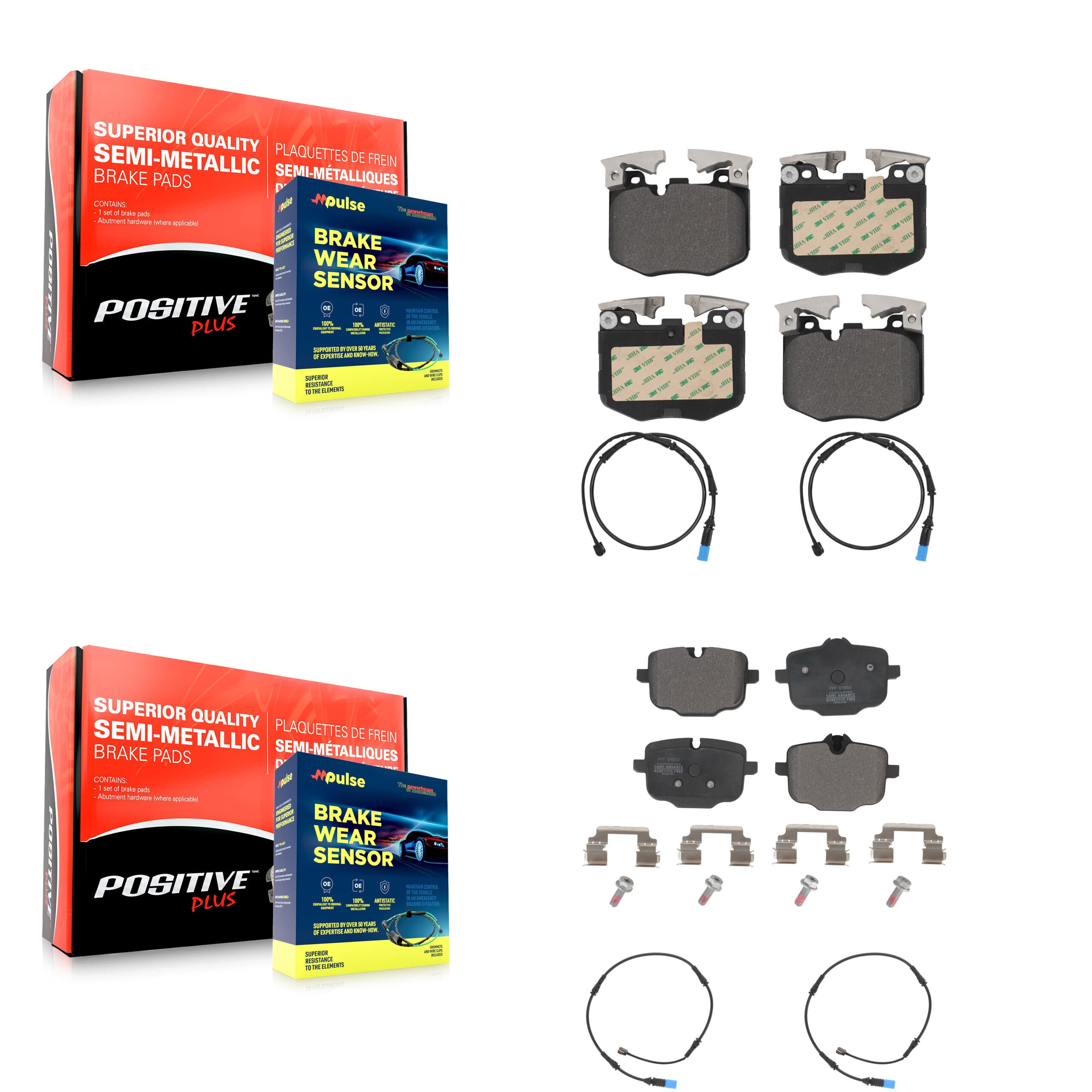 Positive Plus - KPW-100262 - Front and Rear Disc Brake Pad Kits image 1