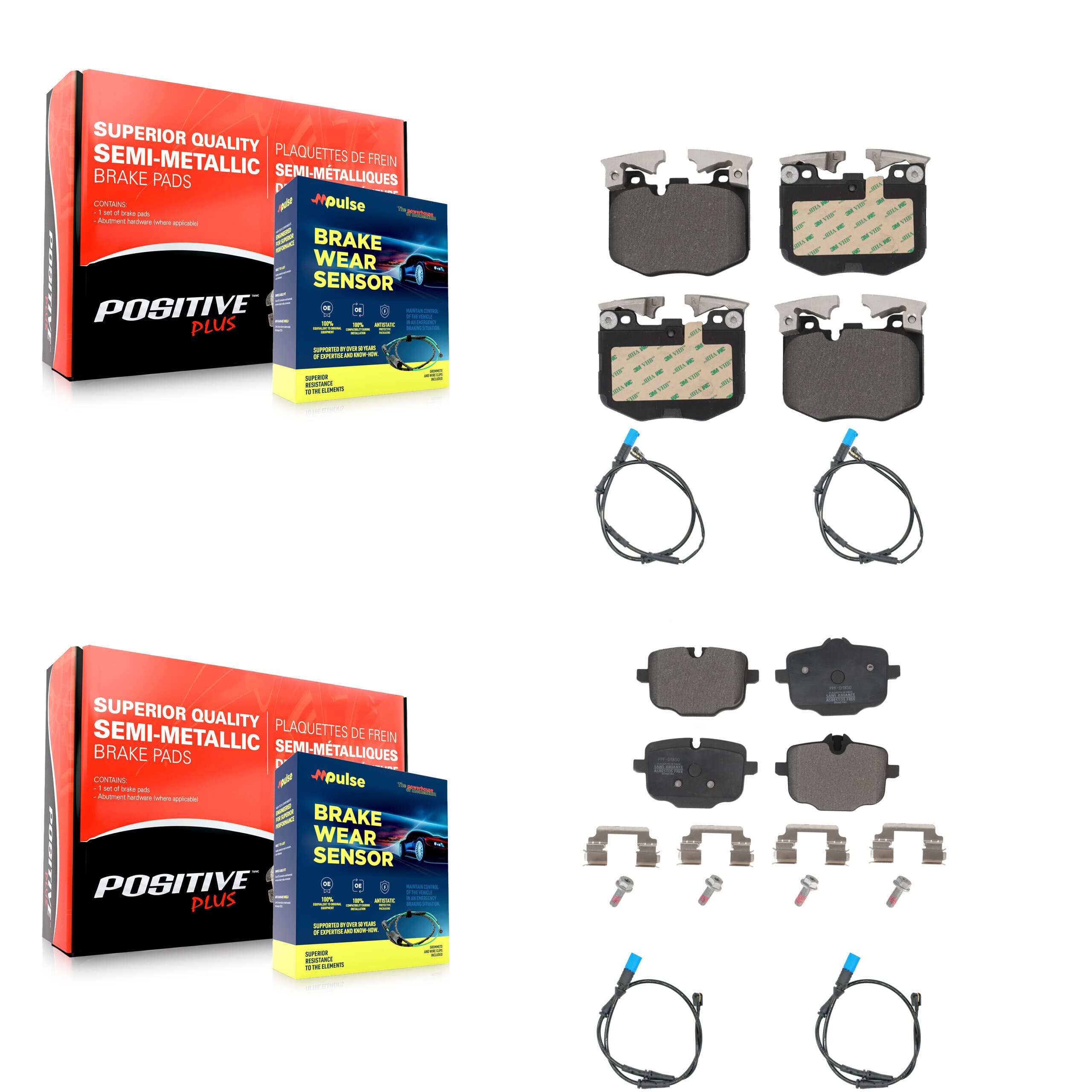 Positive Plus - KPW-100282 - Front and Rear Disc Brake Pad Kits image 1