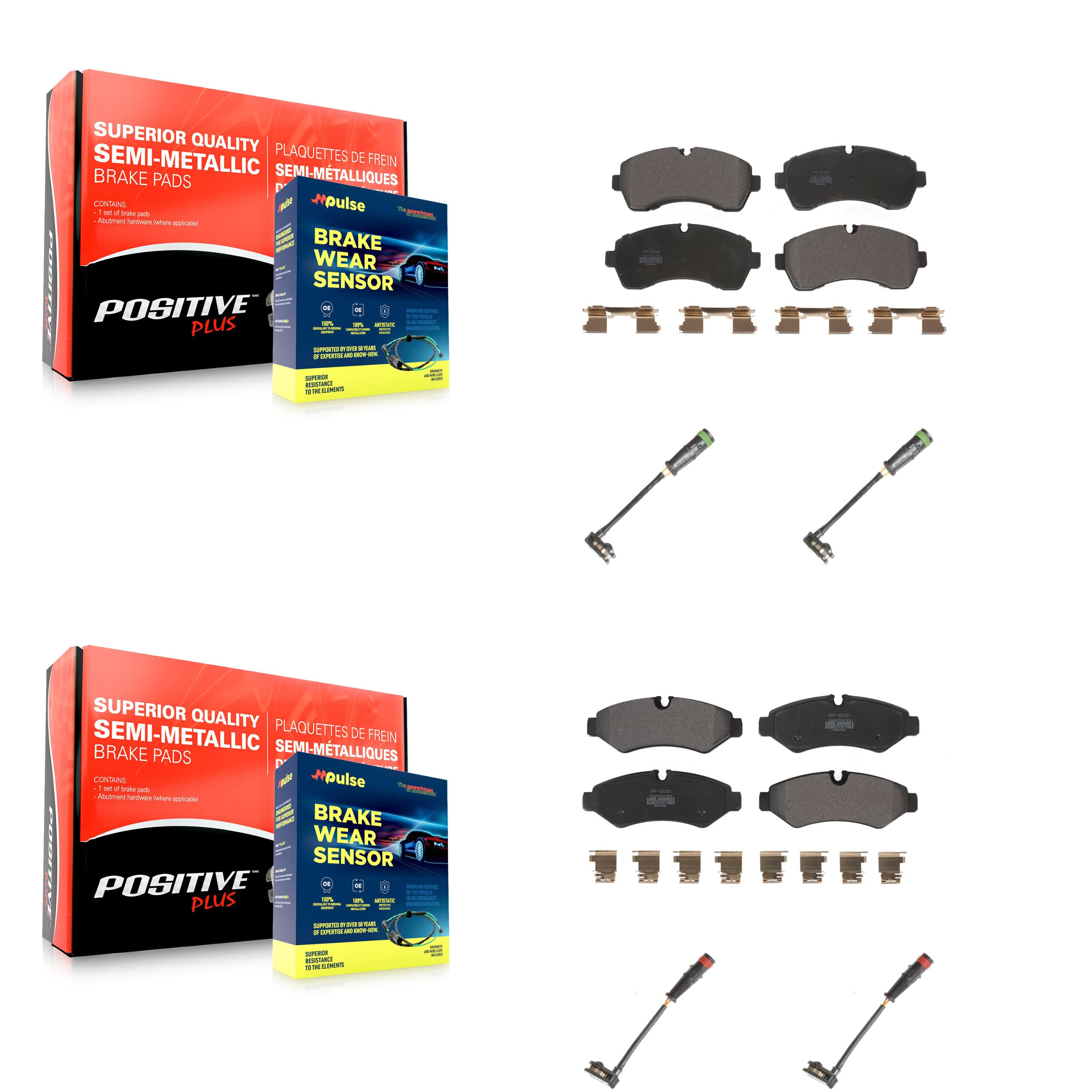 Positive Plus - KPW-100333 - Front and Rear Disc Brake Pad Kits image 1
