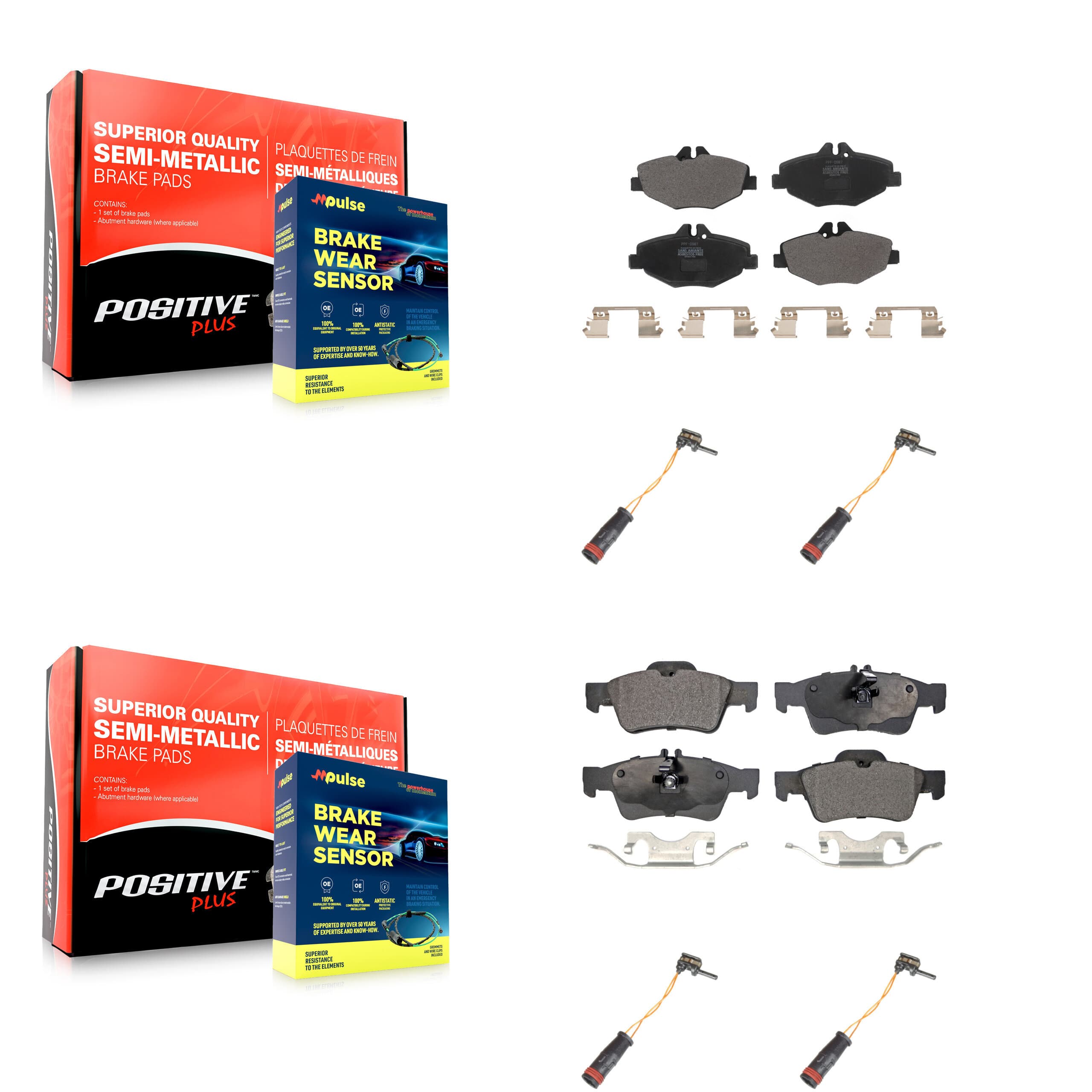 Positive Plus - KPW-100365 - Front and Rear Disc Brake Pad Kits image 1