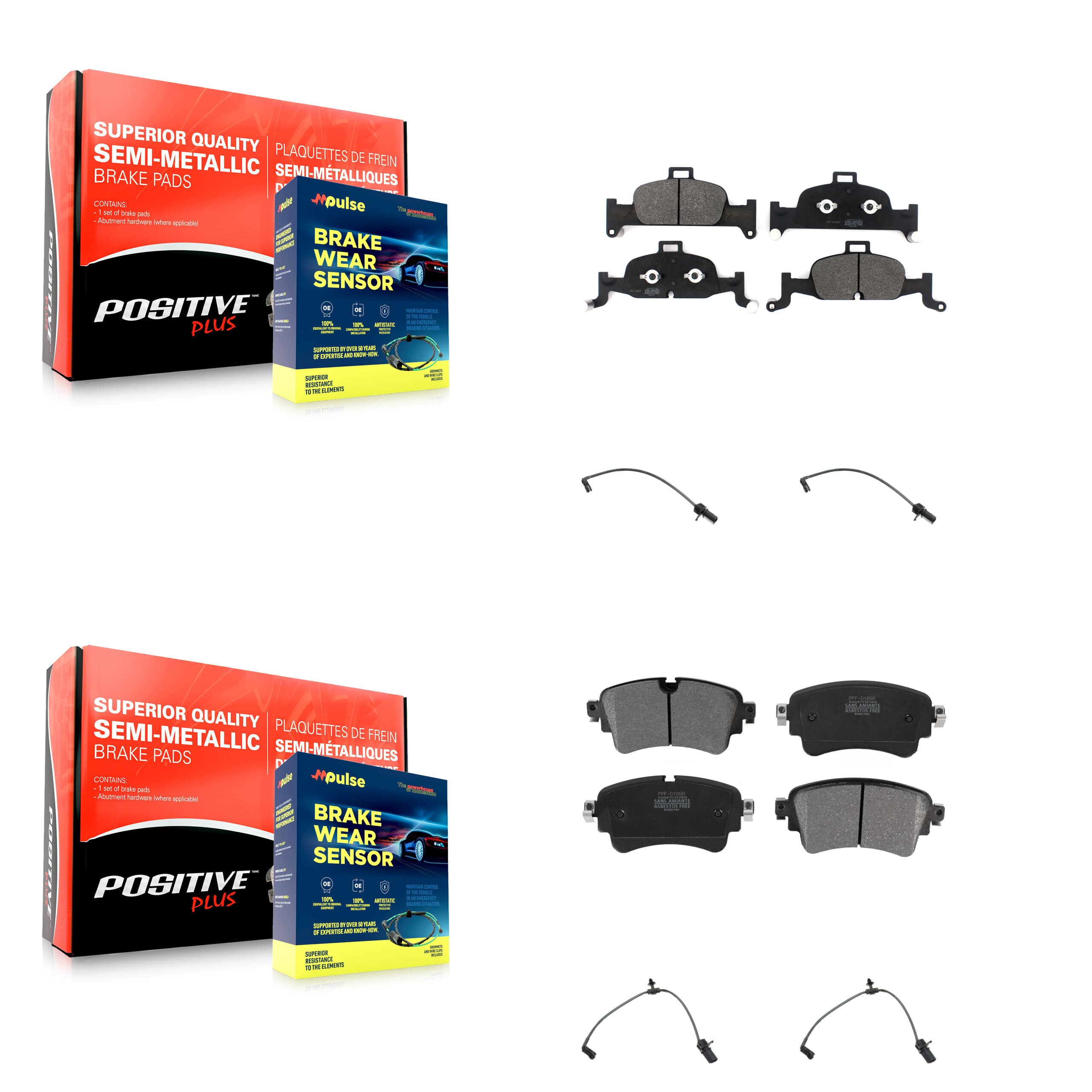 Positive Plus - KPW-100370 - Front and Rear Disc Brake Pad Kits image 1