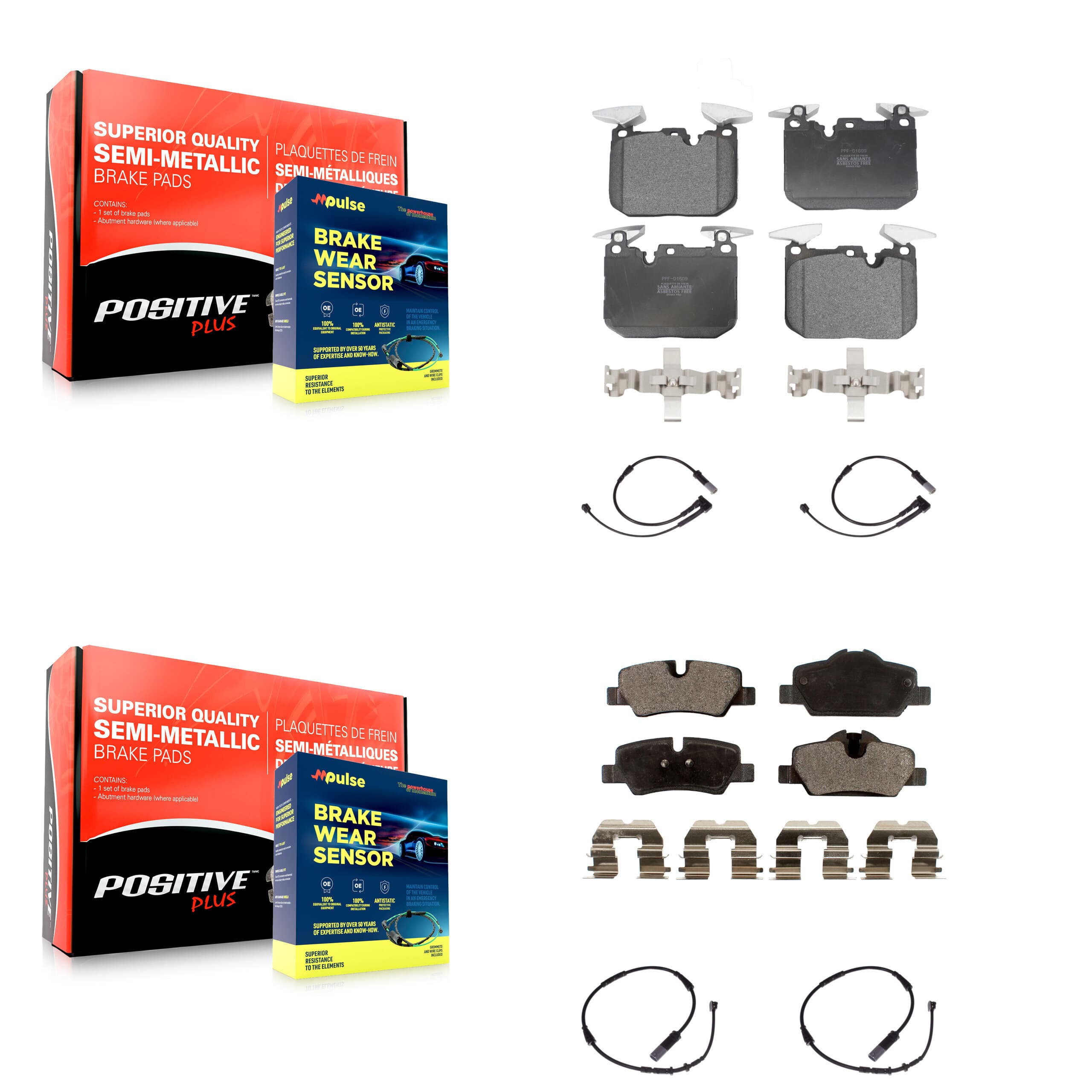 Positive Plus - KPW-100386 - Front and Rear Disc Brake Pad Kits image 1