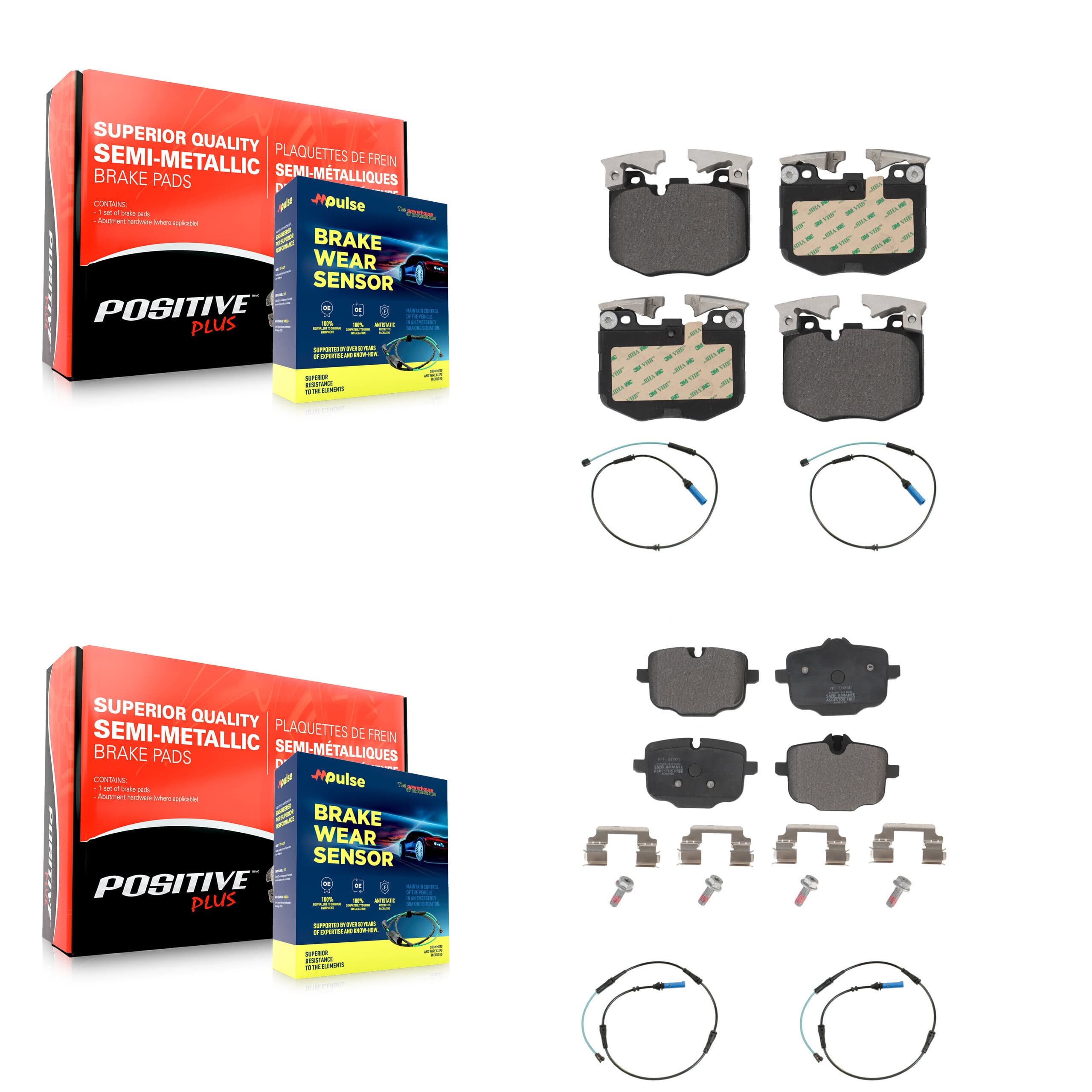 Positive Plus - KPW-100394 - Front and Rear Disc Brake Pad Kits image 1