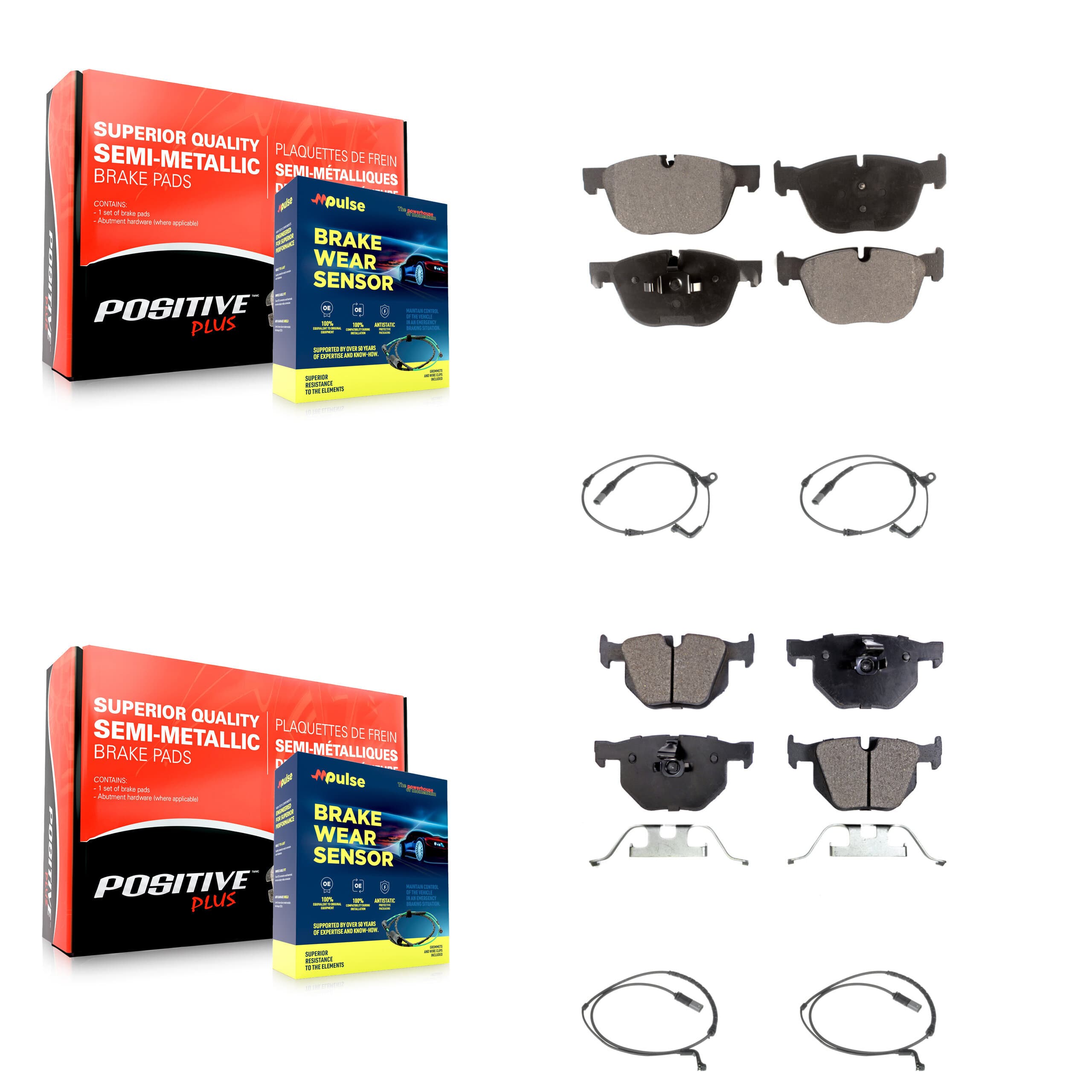Positive Plus - KPW-100399 - Front and Rear Disc Brake Pad Kits image 1