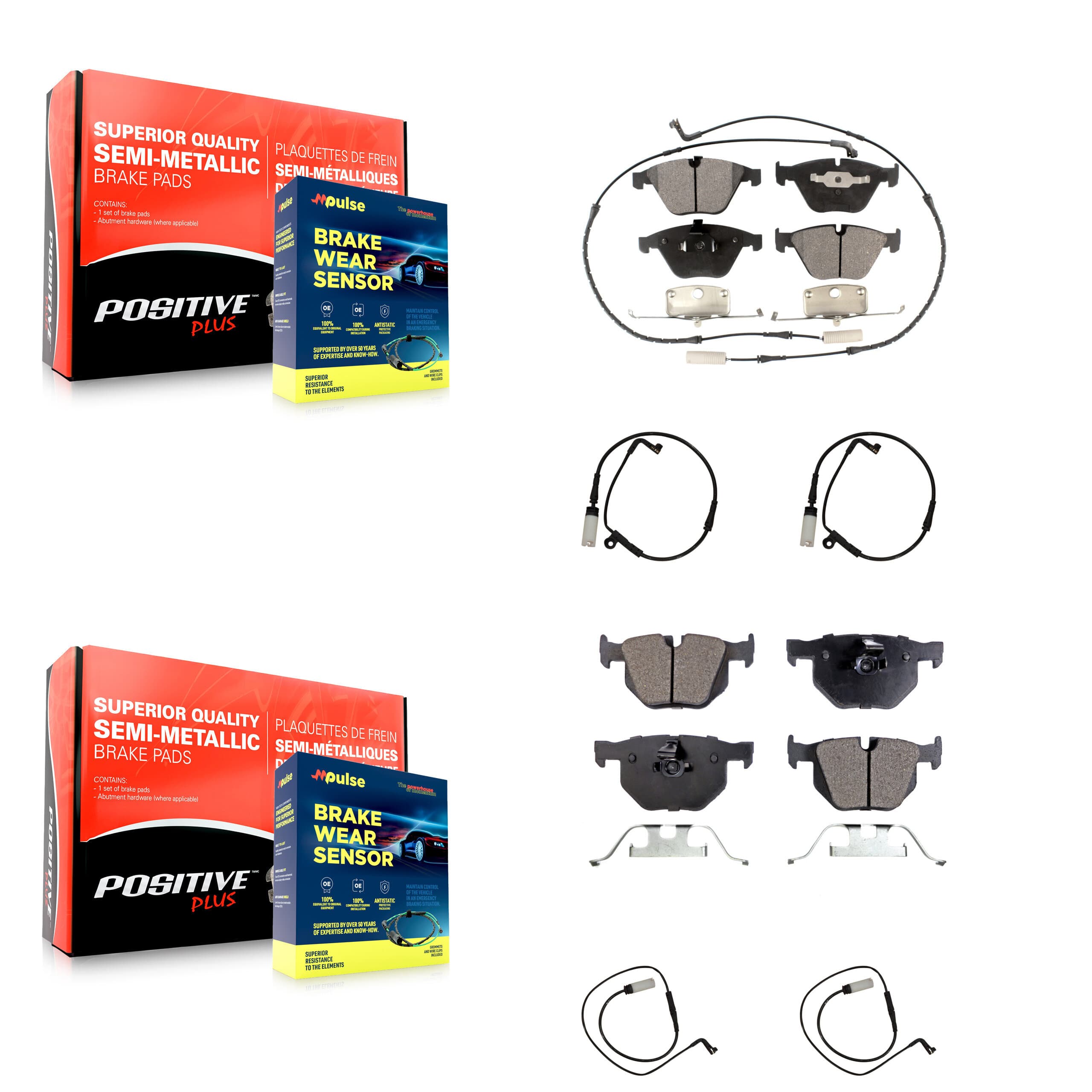 Positive Plus - KPW-100414 - Front and Rear Disc Brake Pad Kits image 1