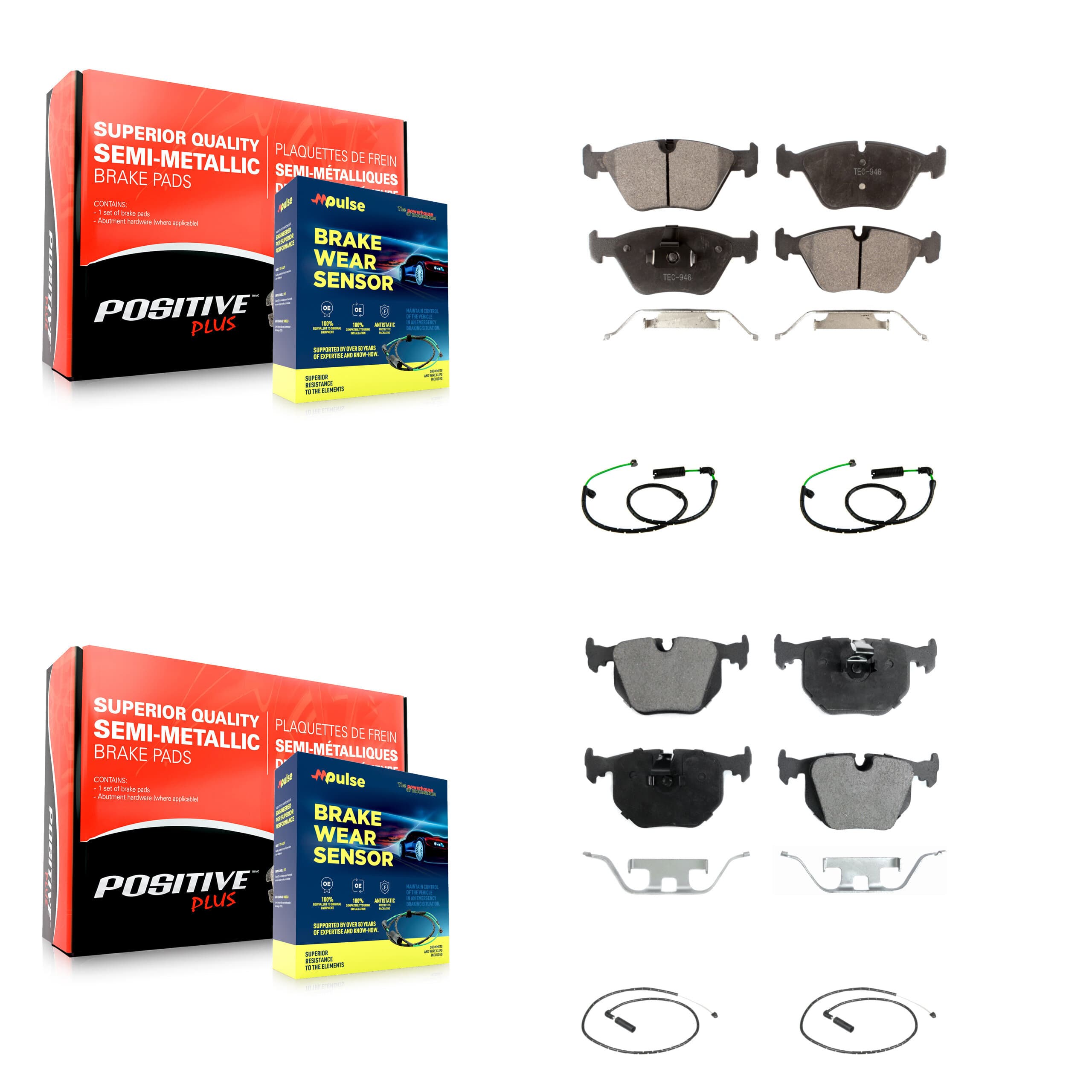 Positive Plus - KPW-101479 - Front and Rear Disc Brake Pad Kits image 1