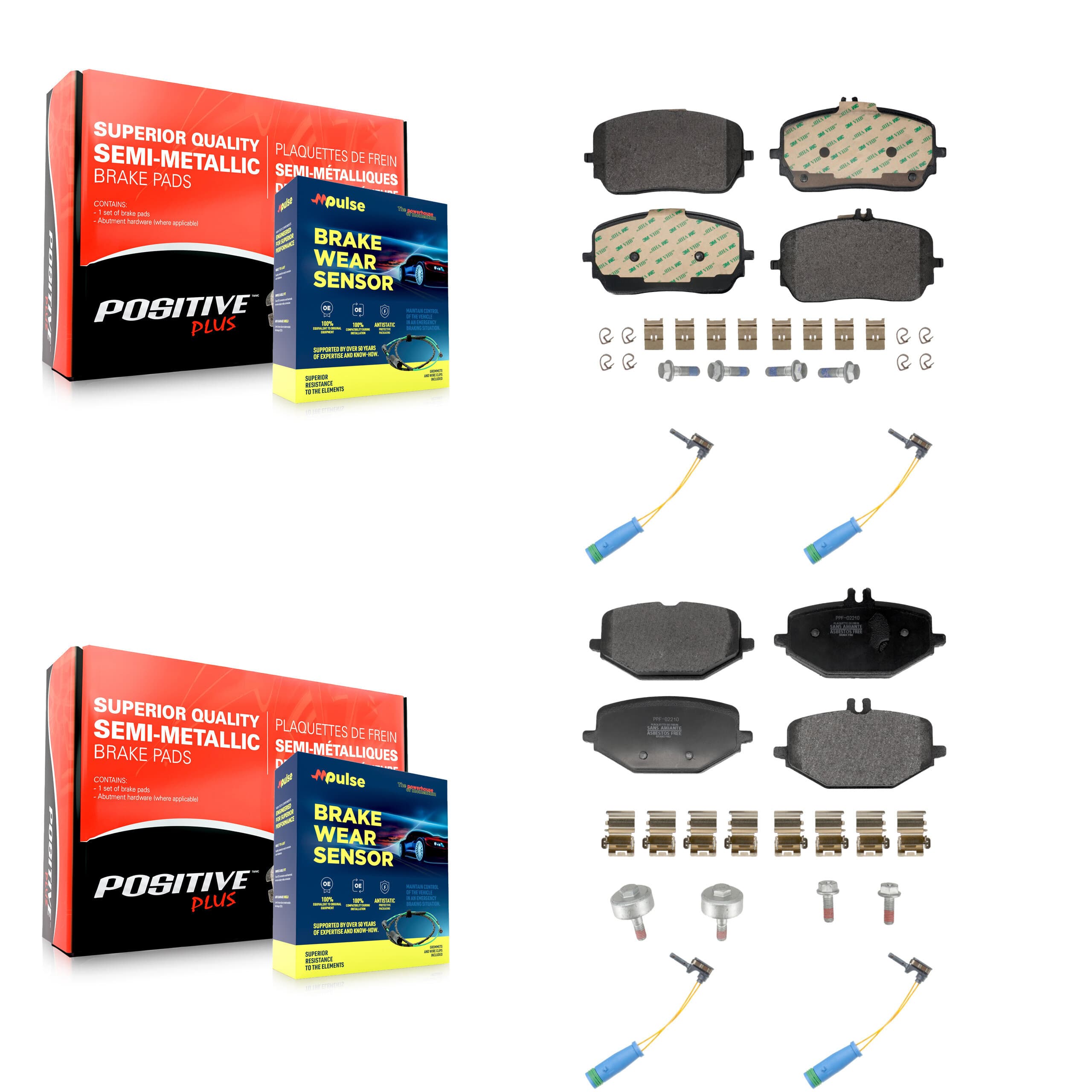 Positive Plus - KPW-101518 - Front and Rear Disc Brake Pad Kits image 1