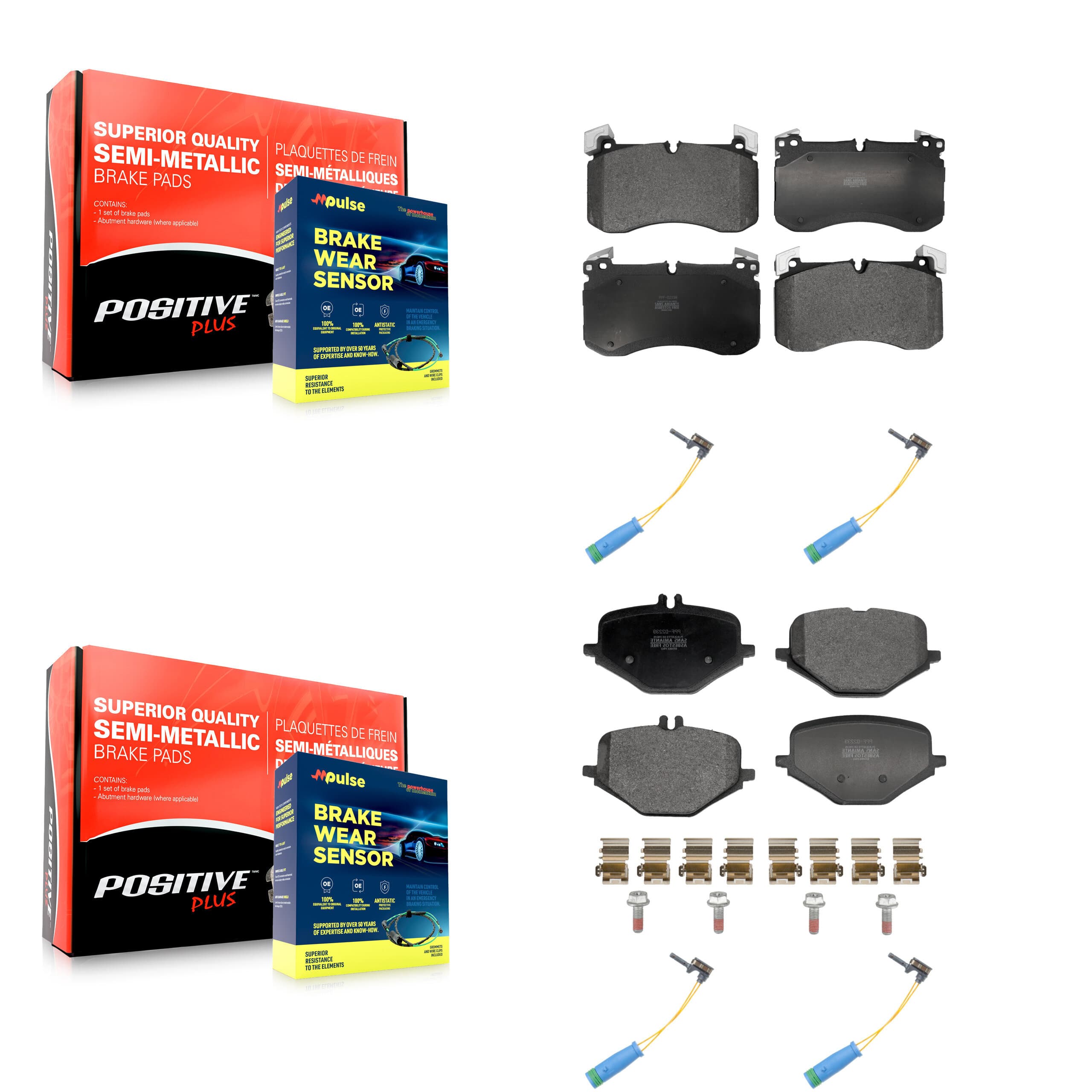 Positive Plus - KPW-101521 - Front and Rear Disc Brake Pad Kits image 1