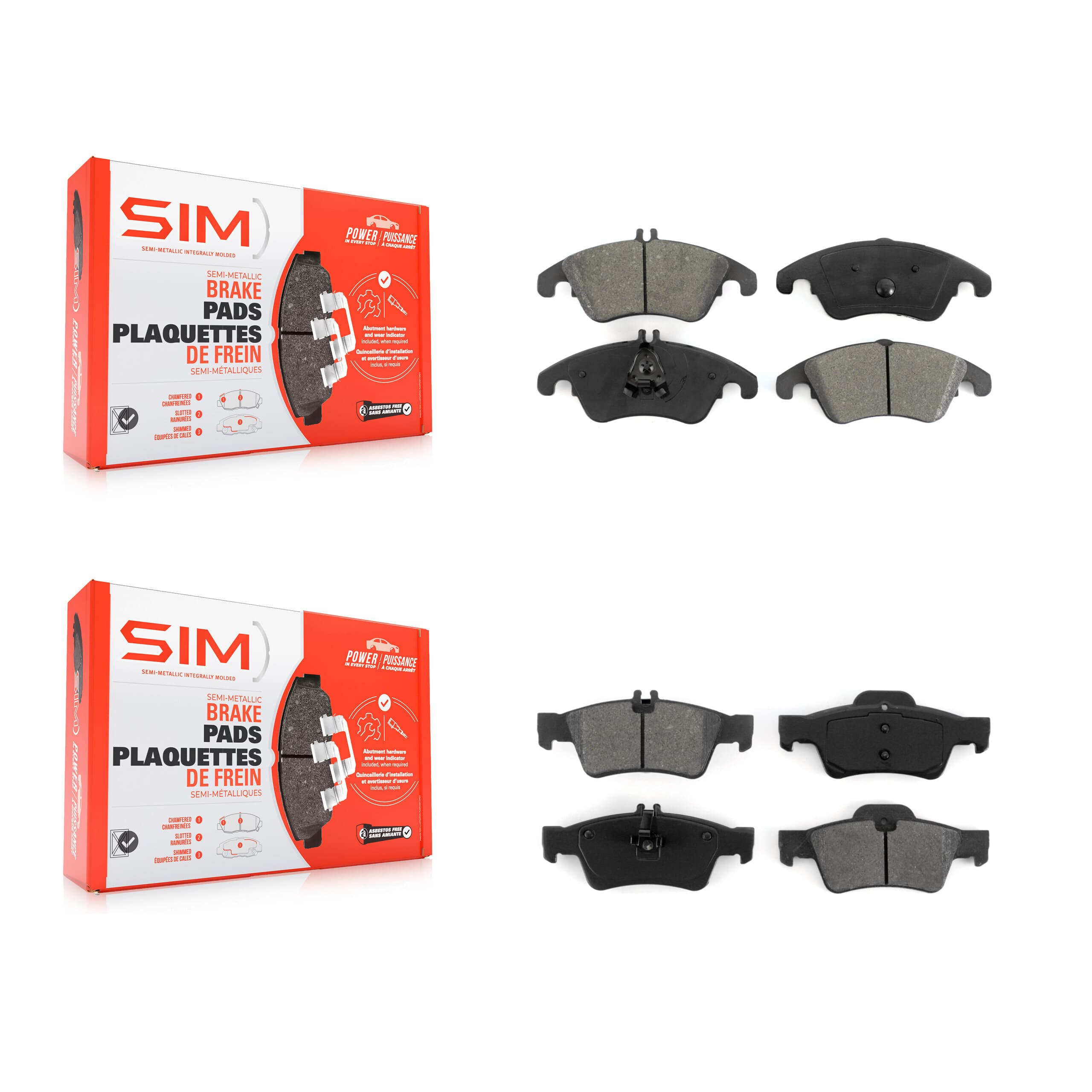 SIM - KSM-100129 - Front and Rear Disc Brake Pad Kits image 1