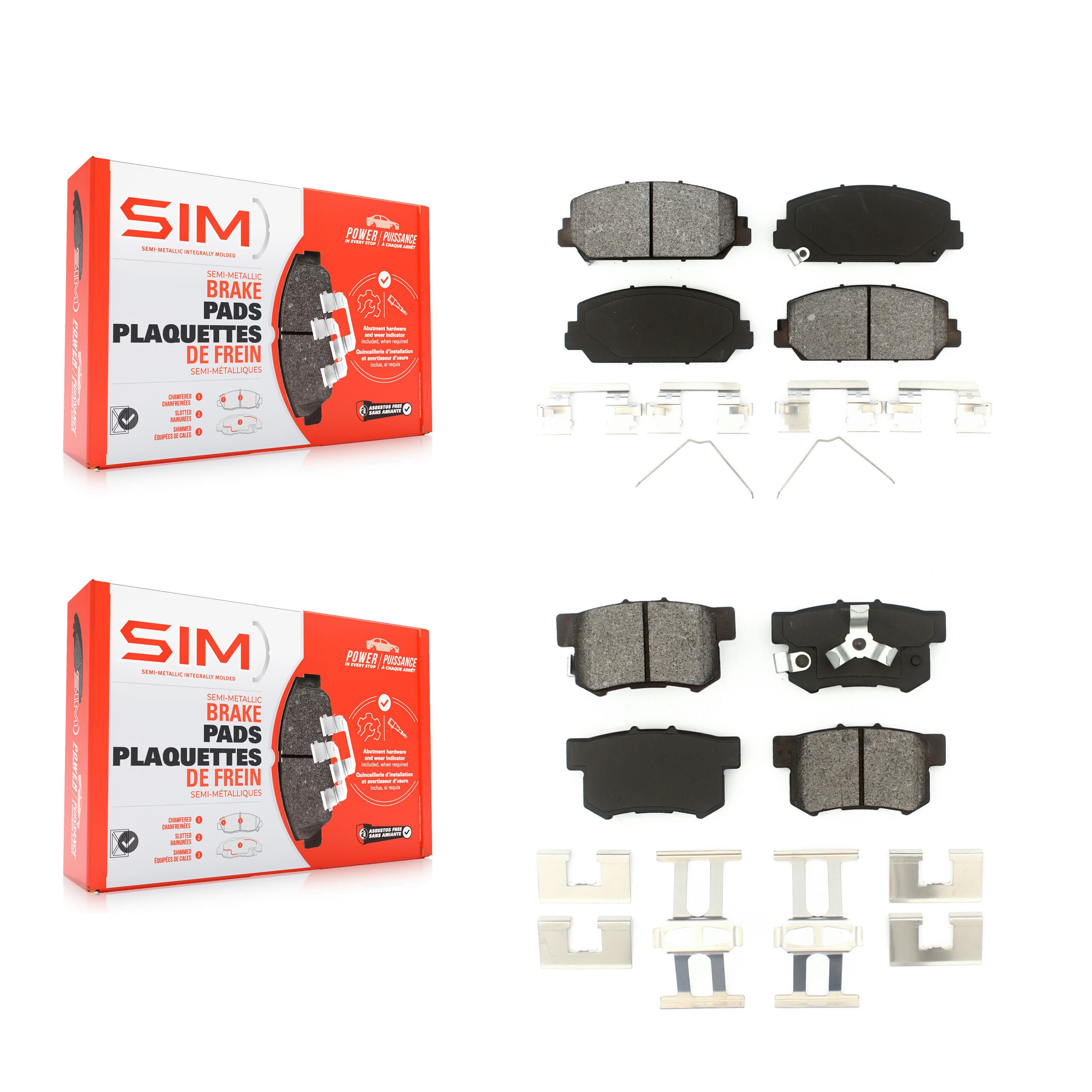 SIM - KSM-100212 - Front and Rear Disc Brake Pad Kits image 1
