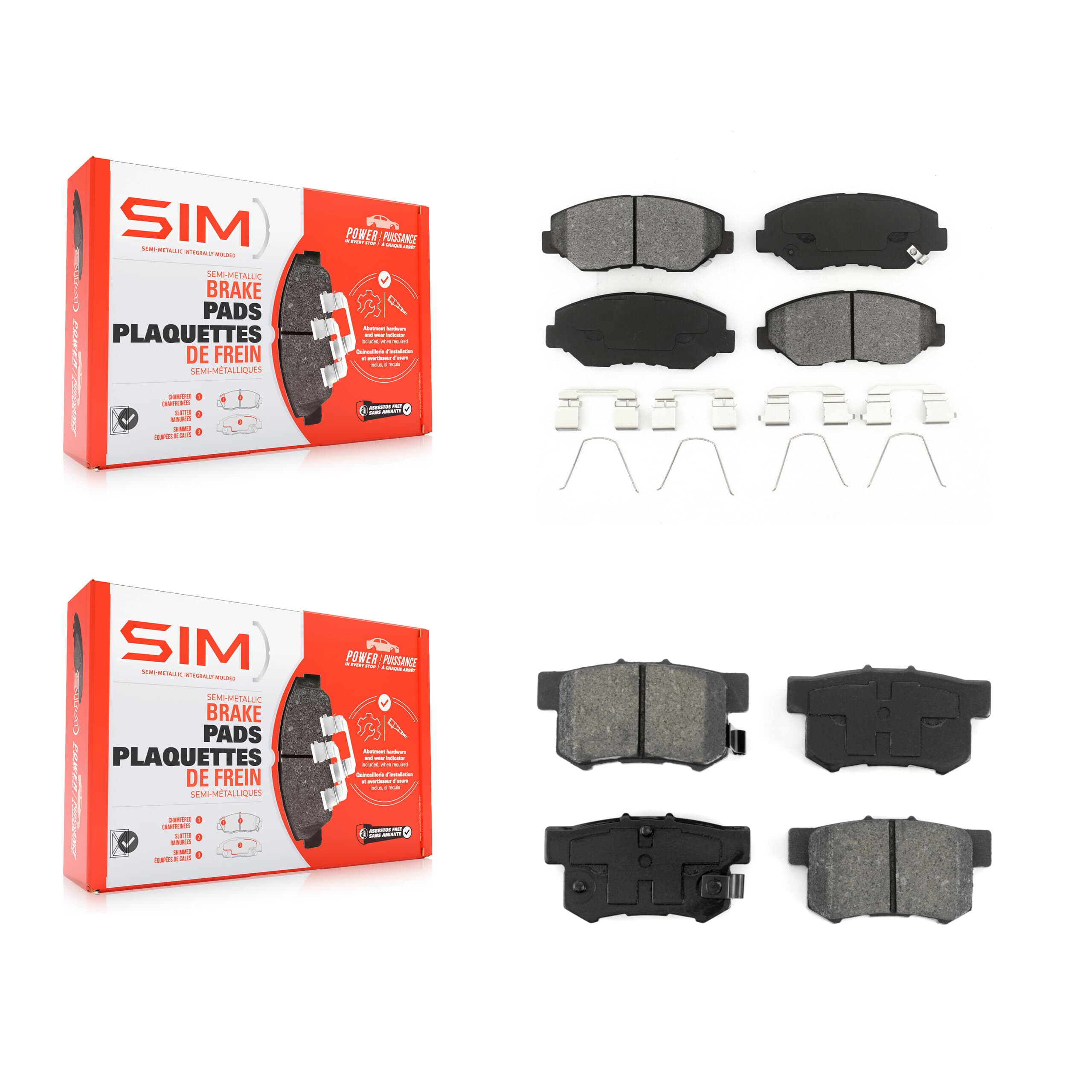 SIM - KSM-100408 - Front and Rear Disc Brake Pad Kits image 1