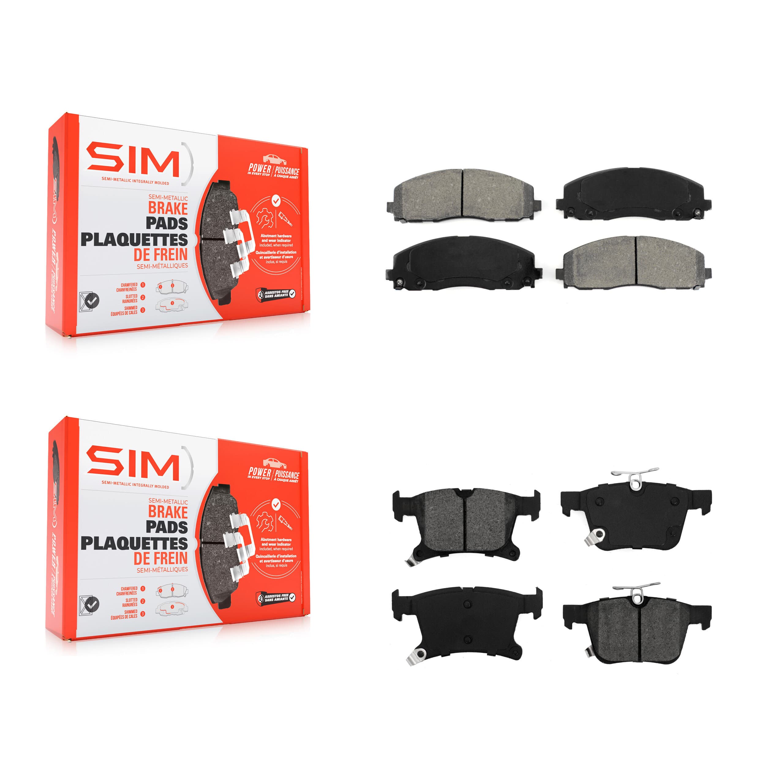 SIM - KSM-100509 - Front and Rear Disc Brake Pad Kits image 1