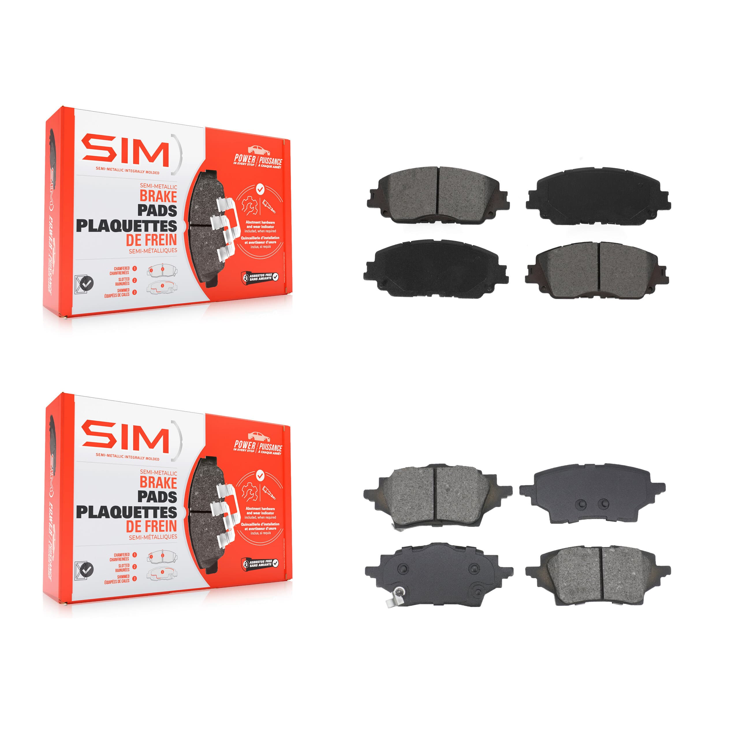 SIM - KSM-100607 - Front and Rear Disc Brake Pad Kits image 1