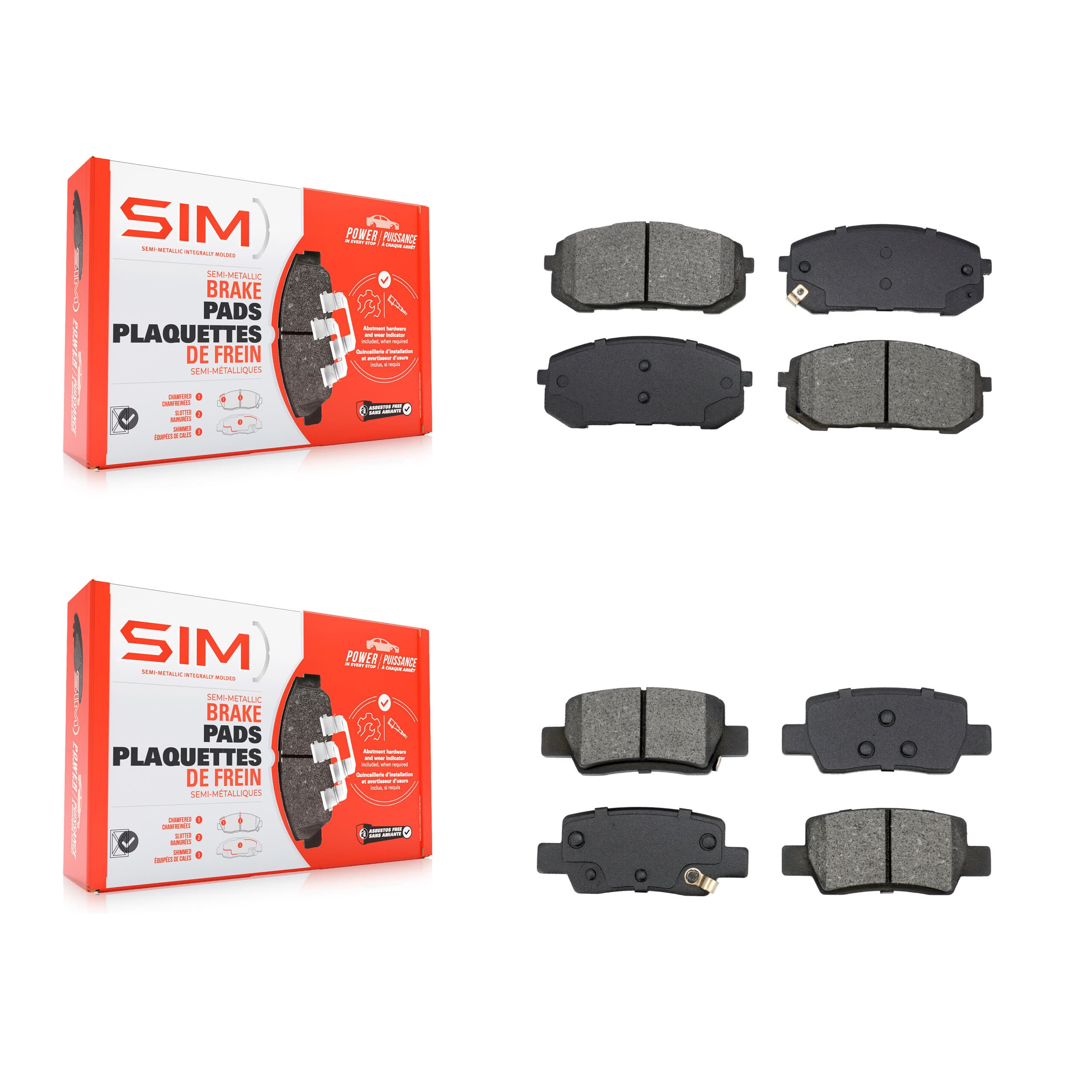 SIM - KSM-100626 - Front and Rear Disc Brake Pad Kits image 1
