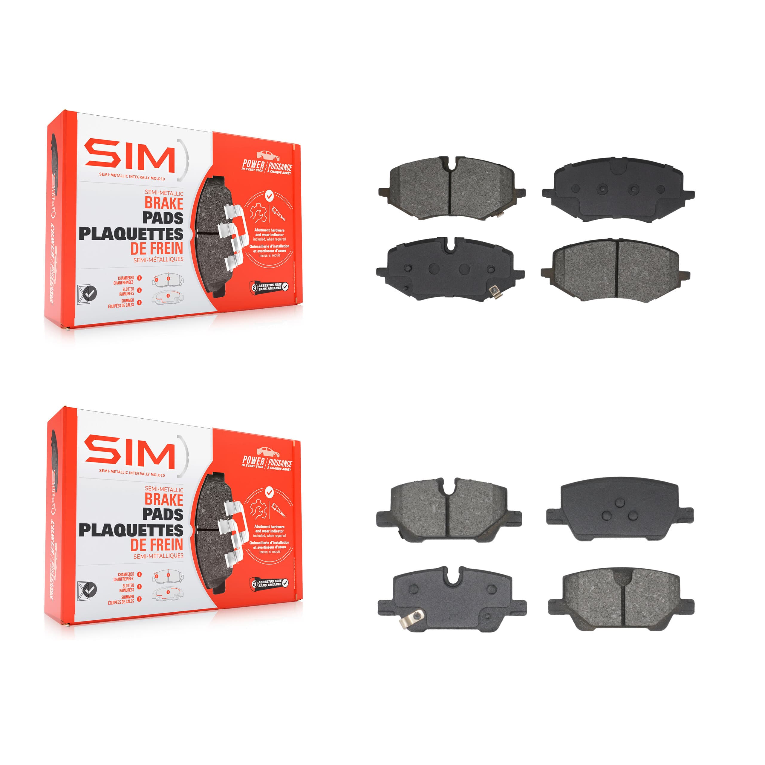SIM - KSM-100628 - Front and Rear Disc Brake Pad Kits image 1