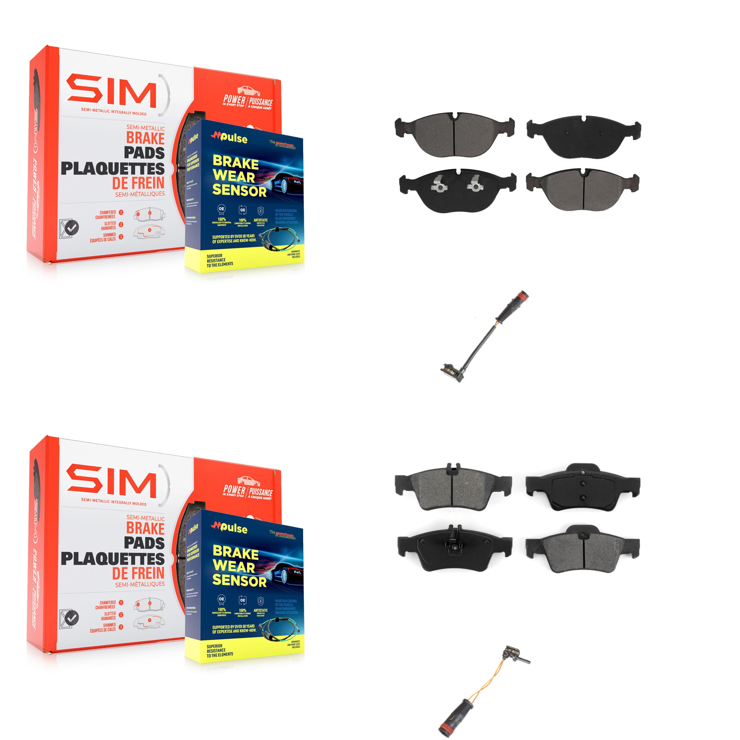 SIM - KSW-100013 - Front and Rear Disc Brake Pad Kits image 1