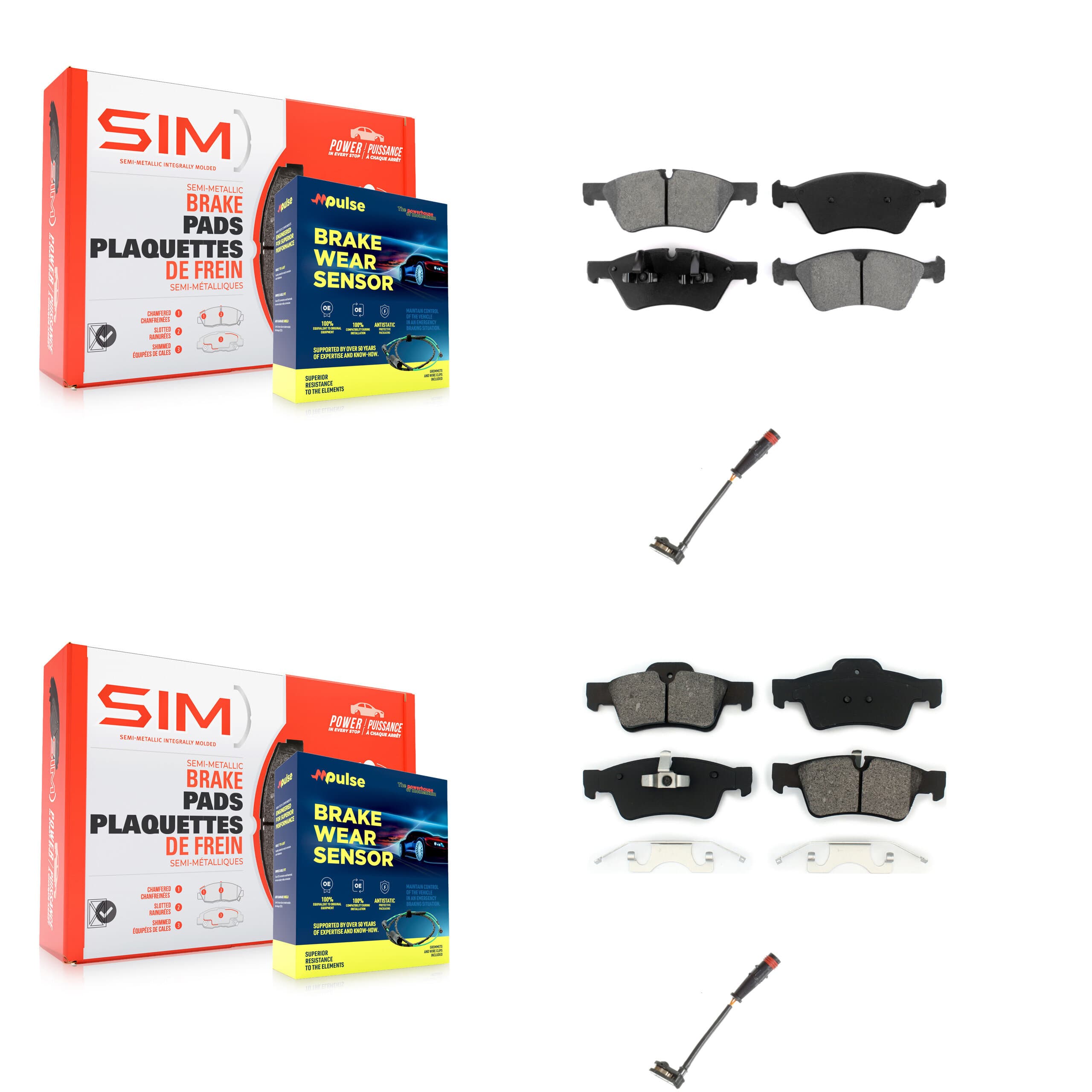SIM - KSW-100026 - Front and Rear Disc Brake Pad Kits image 1