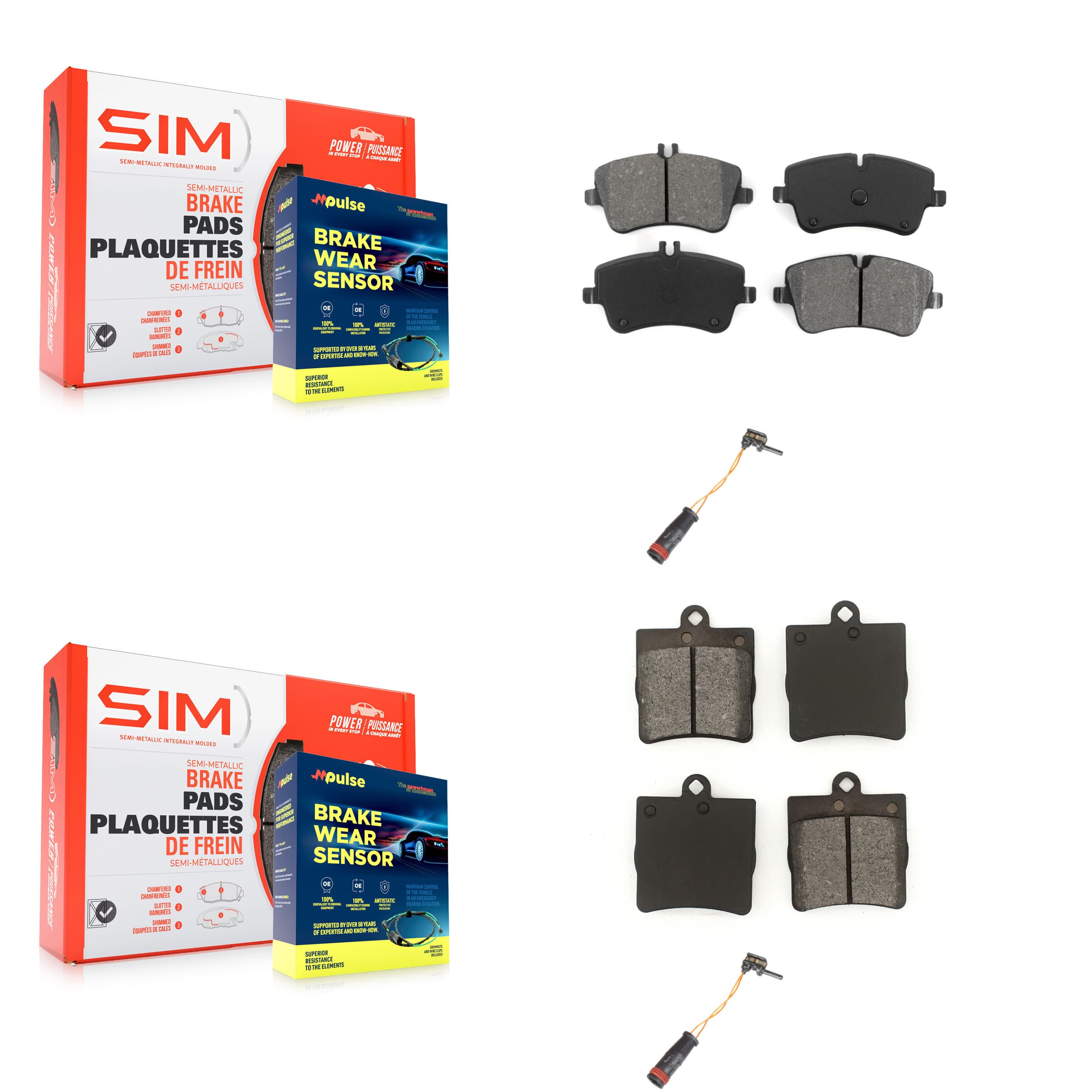 SIM - KSW-100030 - Front and Rear Disc Brake Pad Kits image 1