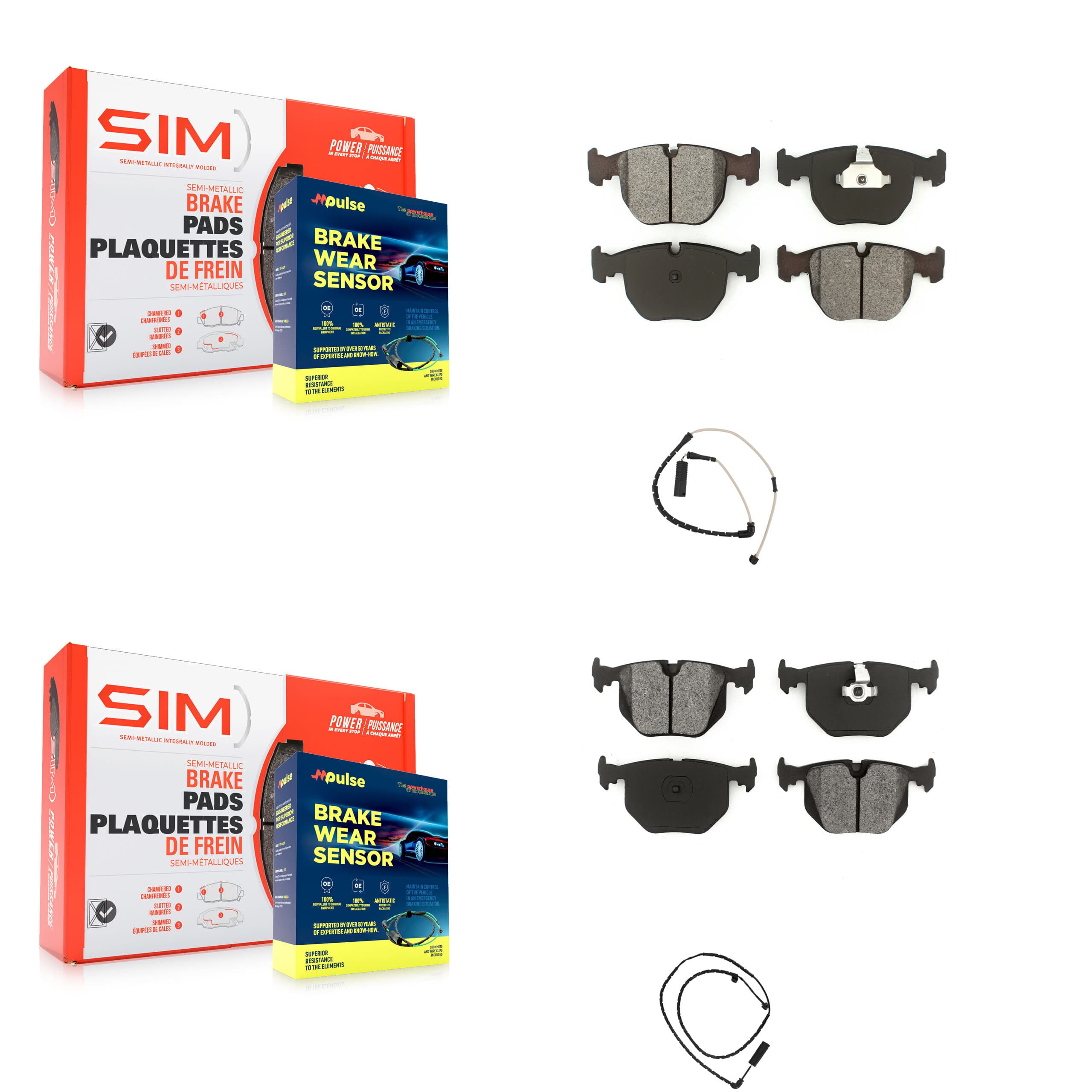 SIM - KSW-100045 - Front and Rear Disc Brake Pad Kits image 1