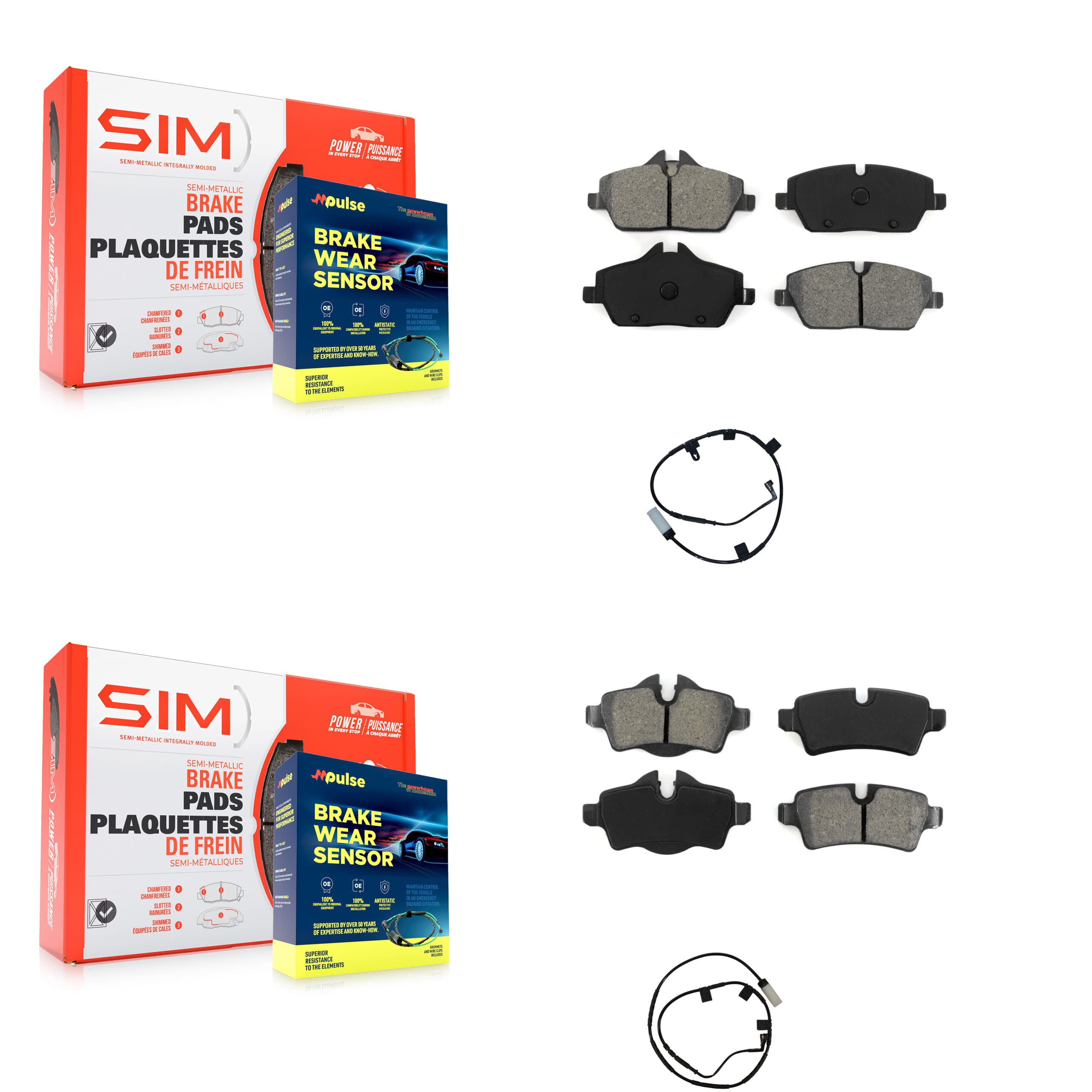 SIM - KSW-100057 - Front and Rear Disc Brake Pad Kits image 1
