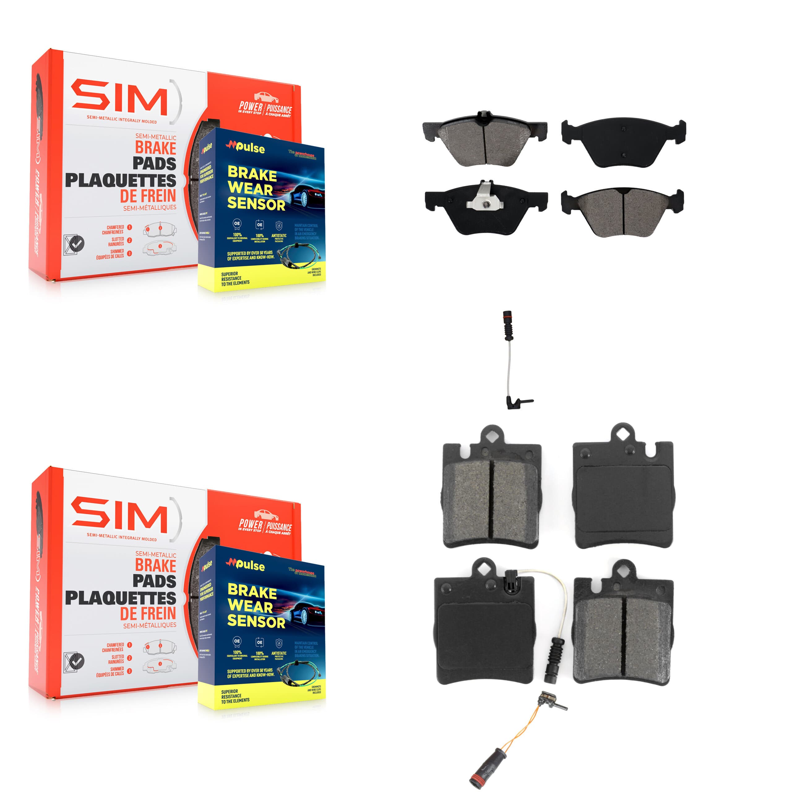 SIM - KSW-100065 - Front and Rear Disc Brake Pad Kits image 1