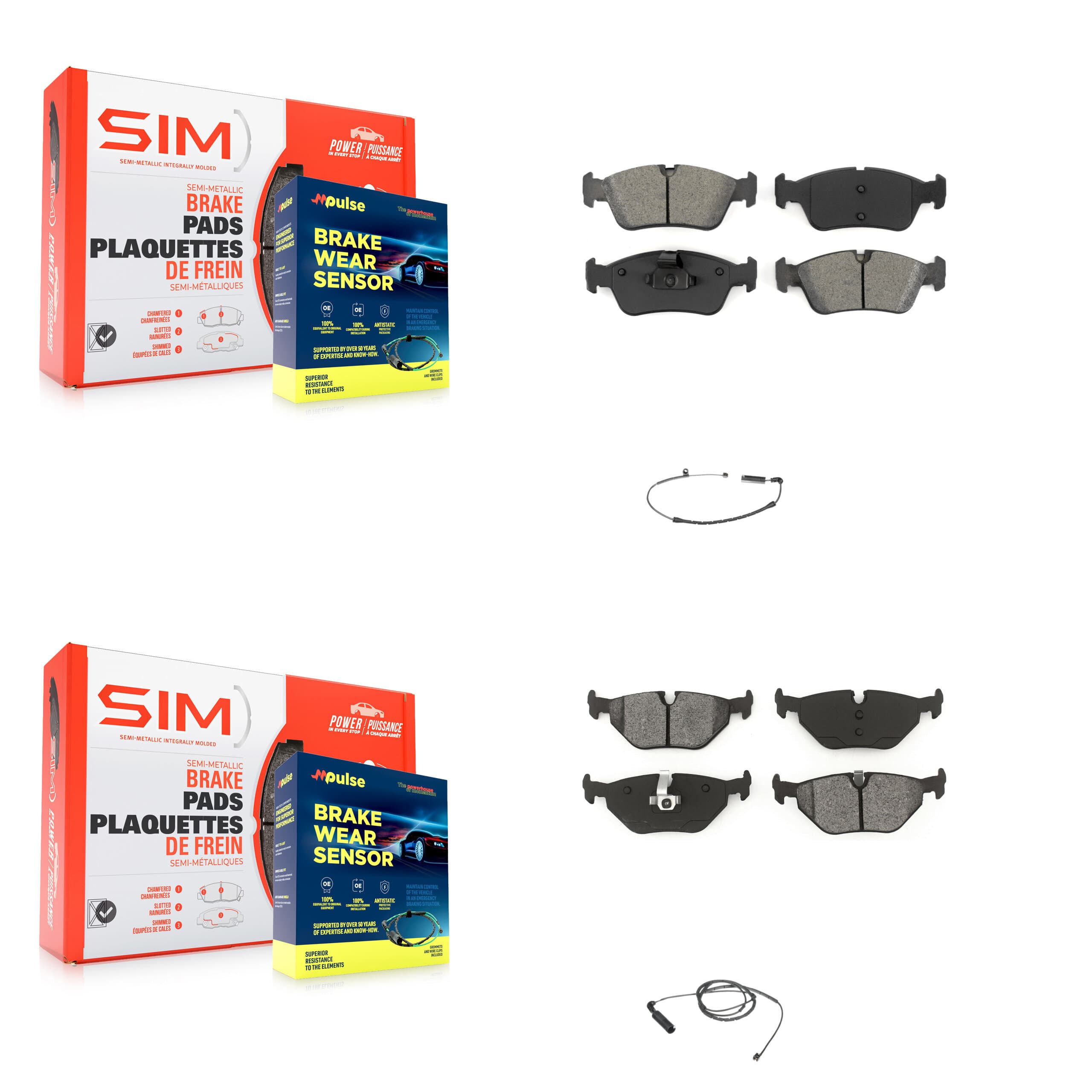 SIM - KSW-100068 - Front and Rear Disc Brake Pad Kits image 1