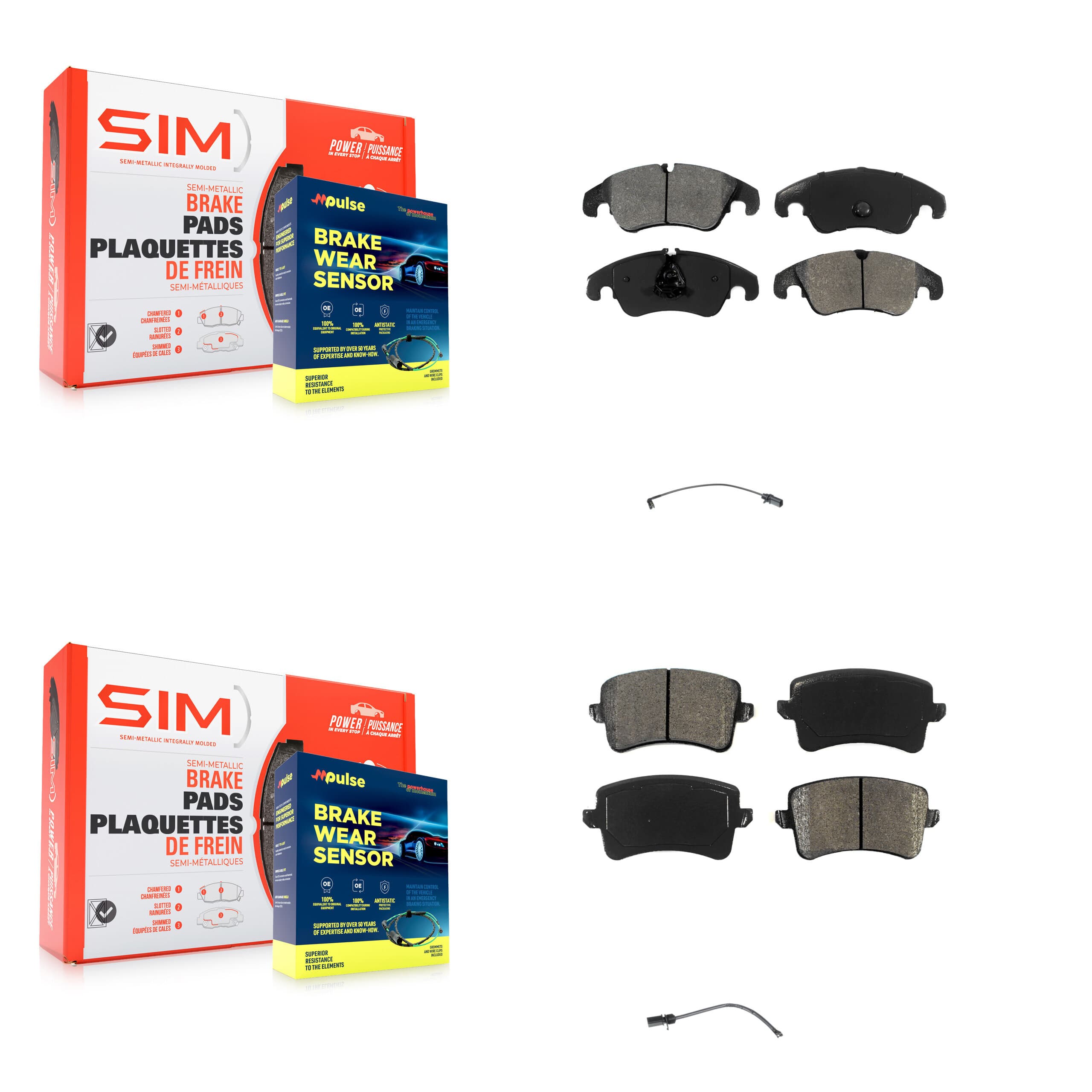 SIM - KSW-100073 - Front and Rear Disc Brake Pad Kits image 1
