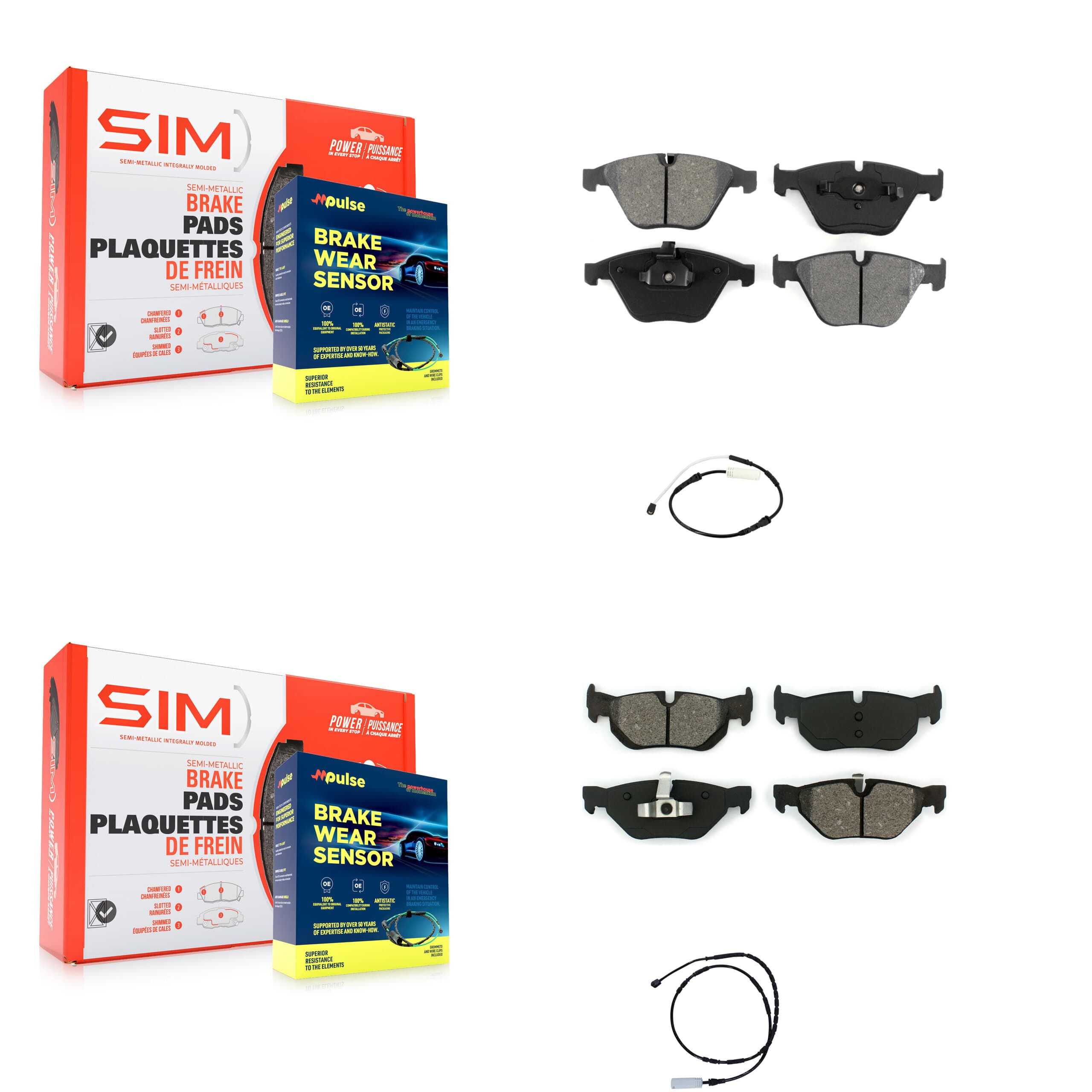 SIM - KSW-100097 - Front and Rear Disc Brake Pad Kits image 1
