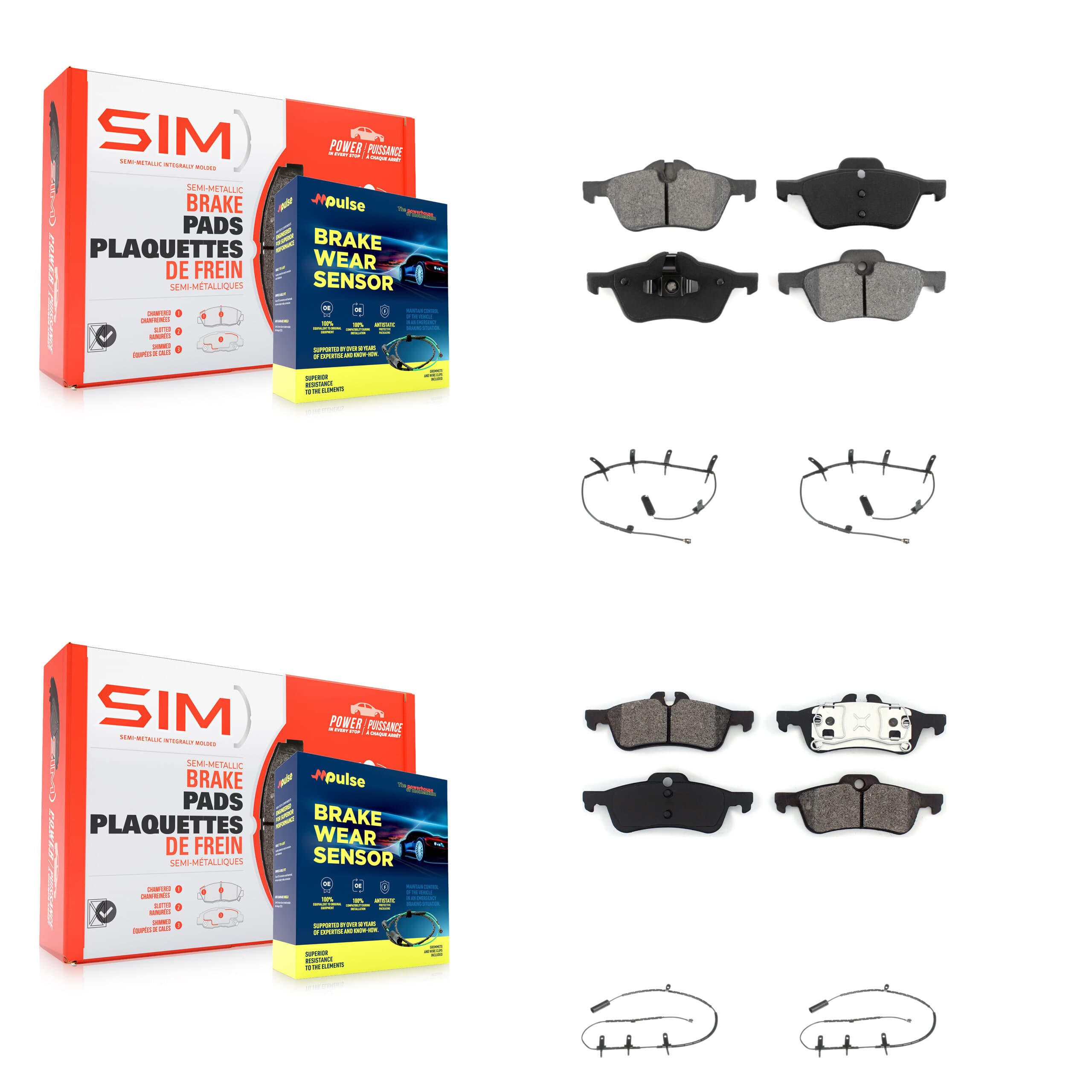 SIM - KSW-100107 - Front and Rear Disc Brake Pad Kits image 1