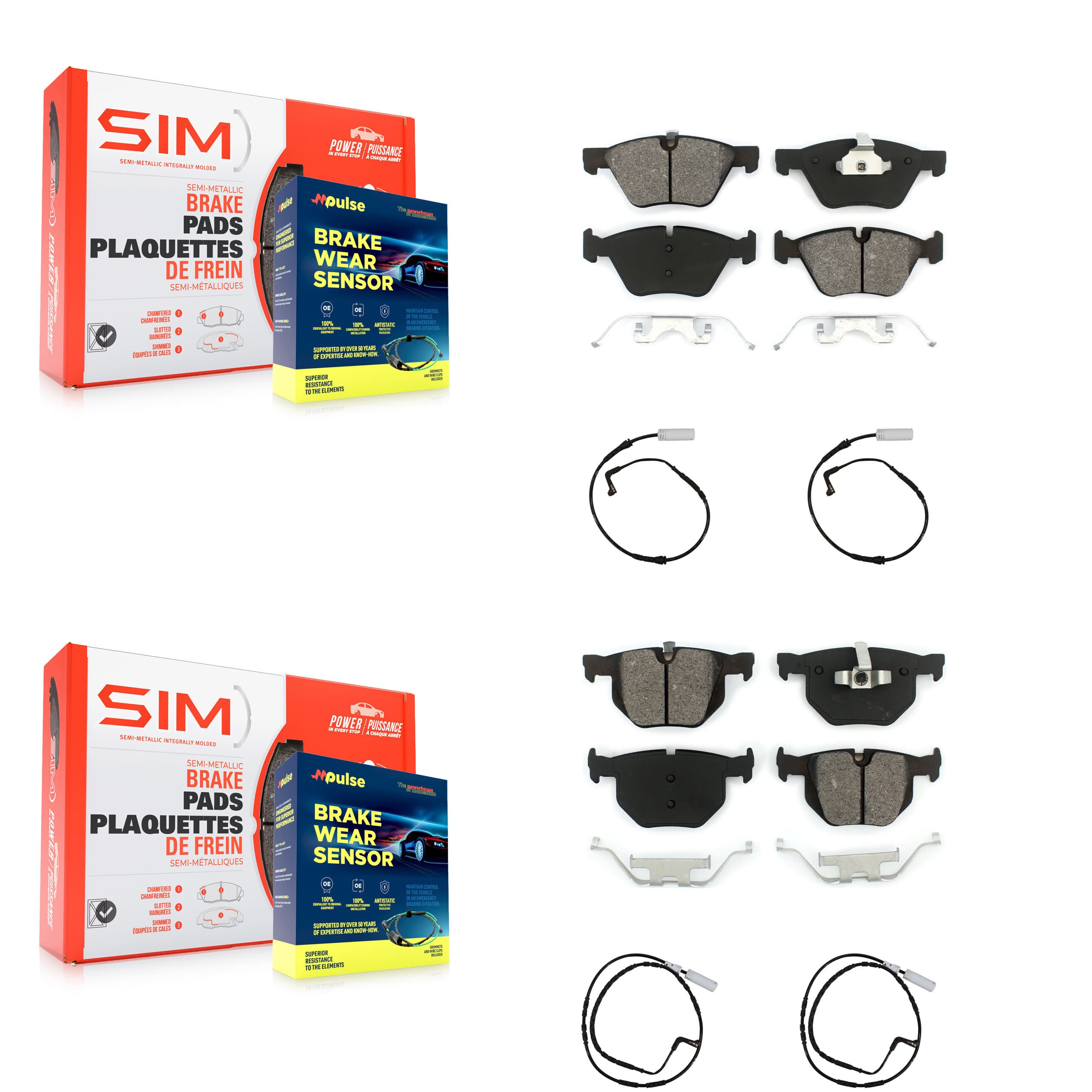 SIM - KSW-100130 - Front and Rear Disc Brake Pad Kits image 1