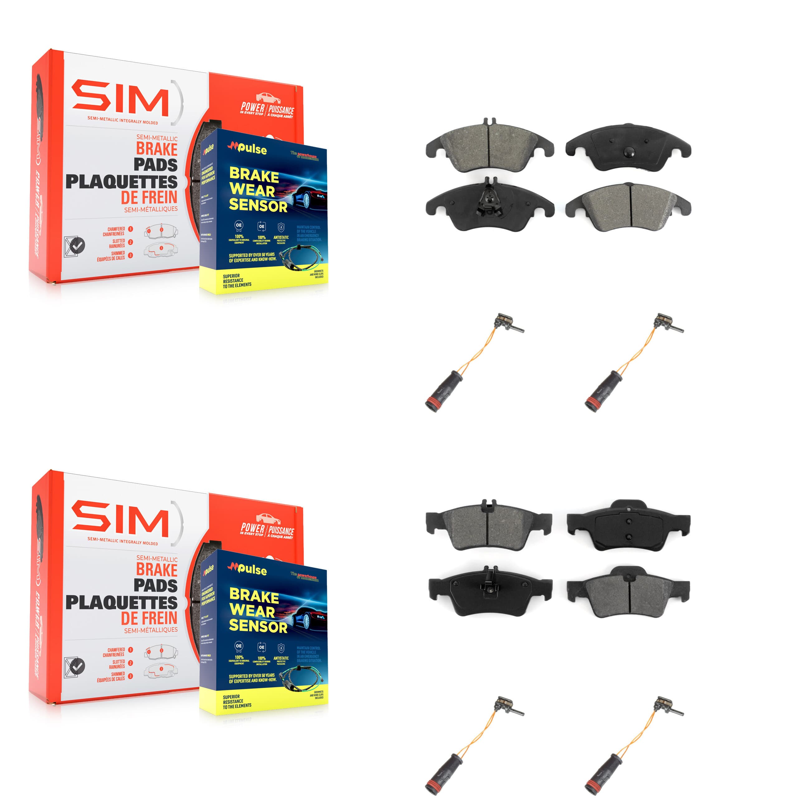 SIM - KSW-100168 - Front and Rear Disc Brake Pad Kits image 1