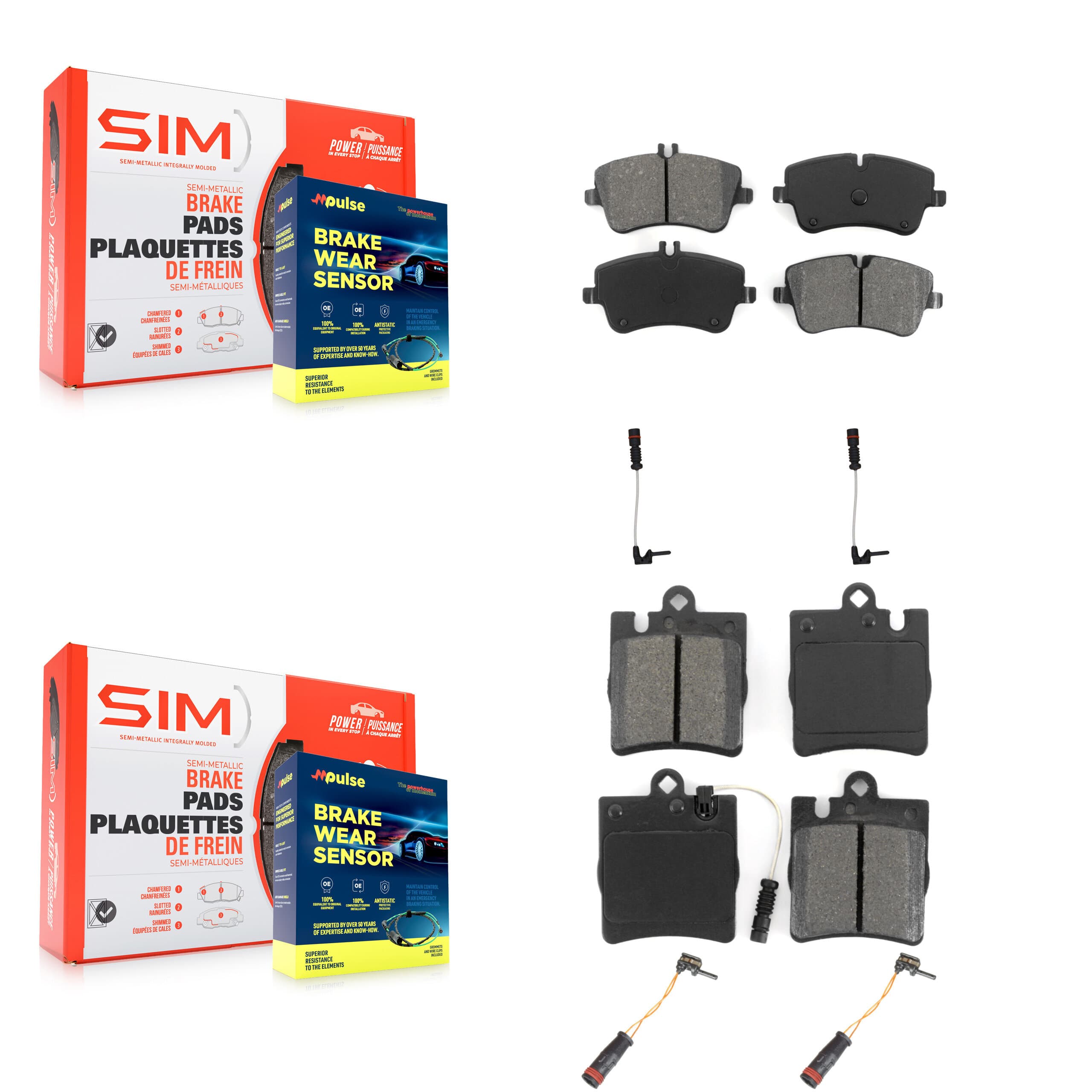SIM - KSW-100182 - Front and Rear Disc Brake Pad Kits image 1