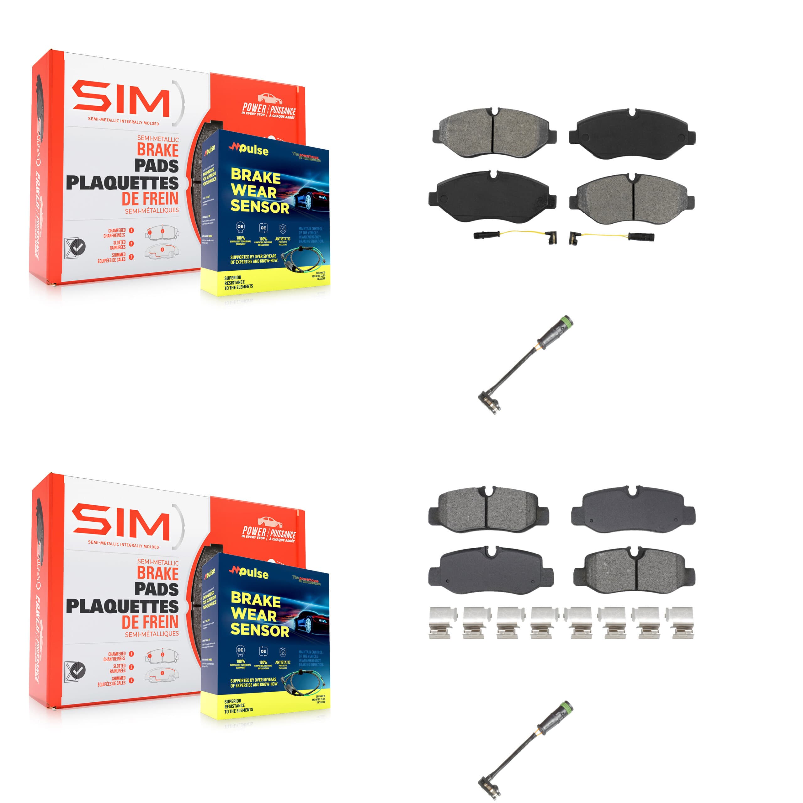 SIM - KSW-100750 - Front and Rear Disc Brake Pad Kits image 1