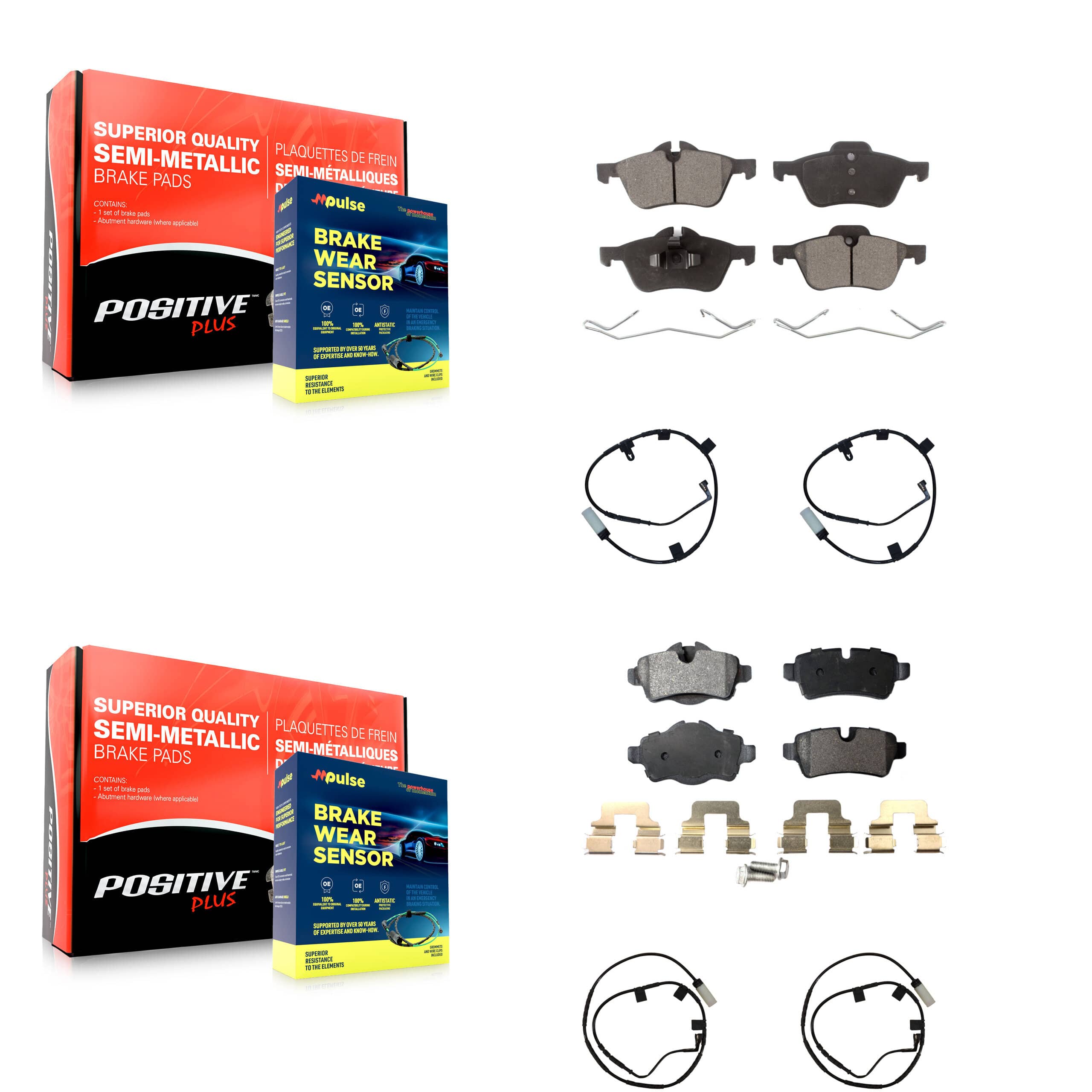 Positive Plus - KPW-100225 - Front and Rear Disc Brake Pad Kits